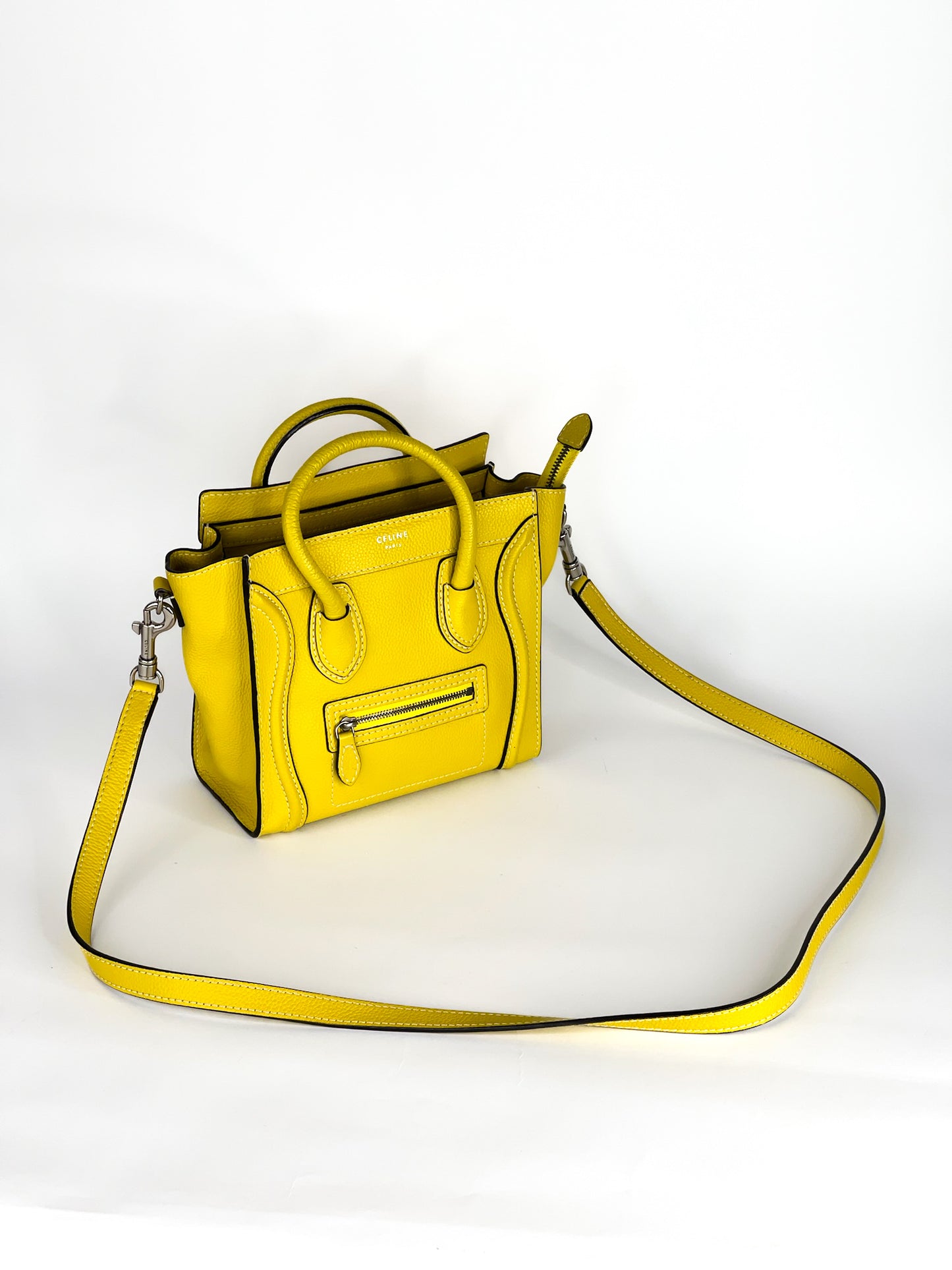 Celine Yellow Leather Nano Luggage Tote