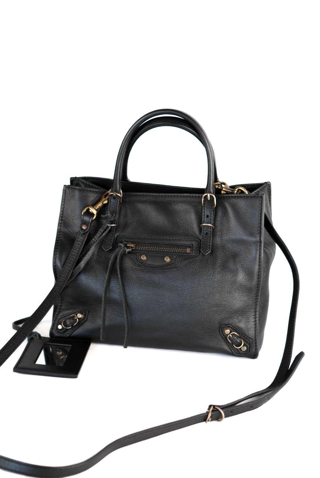 Balenciaga Calfskin Papier Mini A4 Tote Black