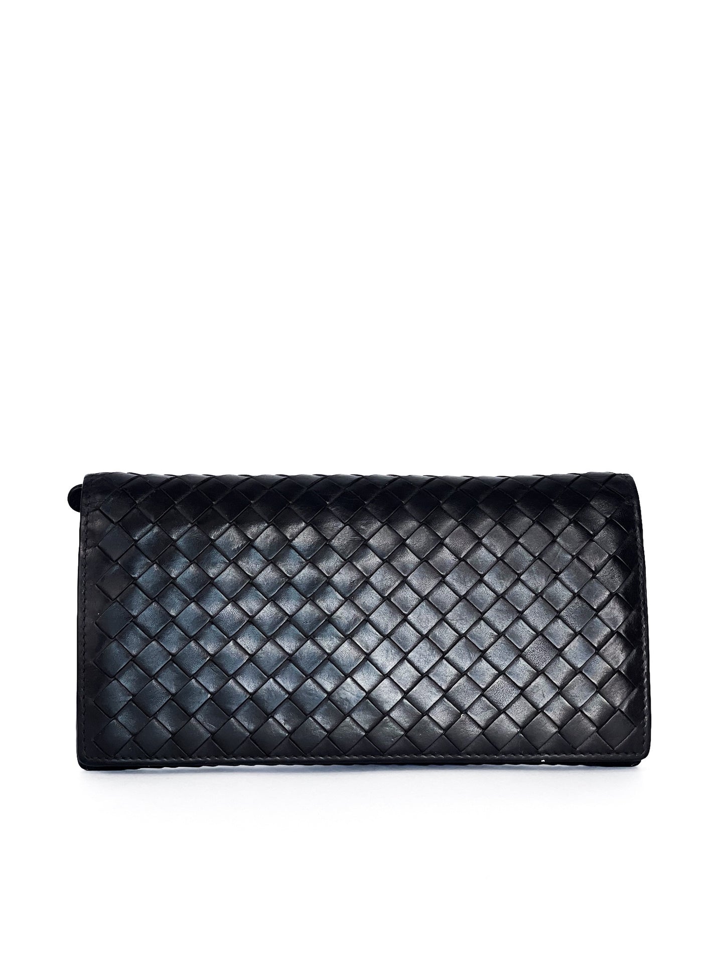 Bottega Veneta Black Intrecciato Leather Continental Wallet
