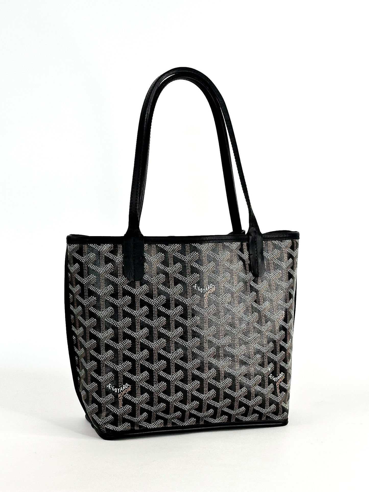 Goyard Black Goyardine Canvas Reversible Mini Anjou Tote