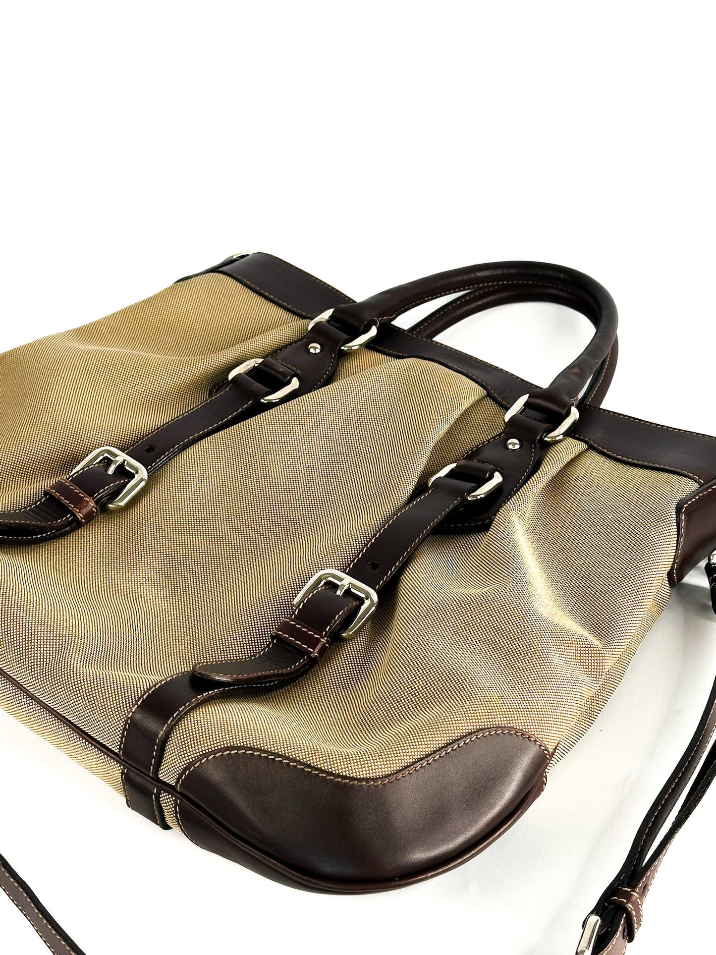 Prada Jacquard Two Way Tote Shoulder Bag