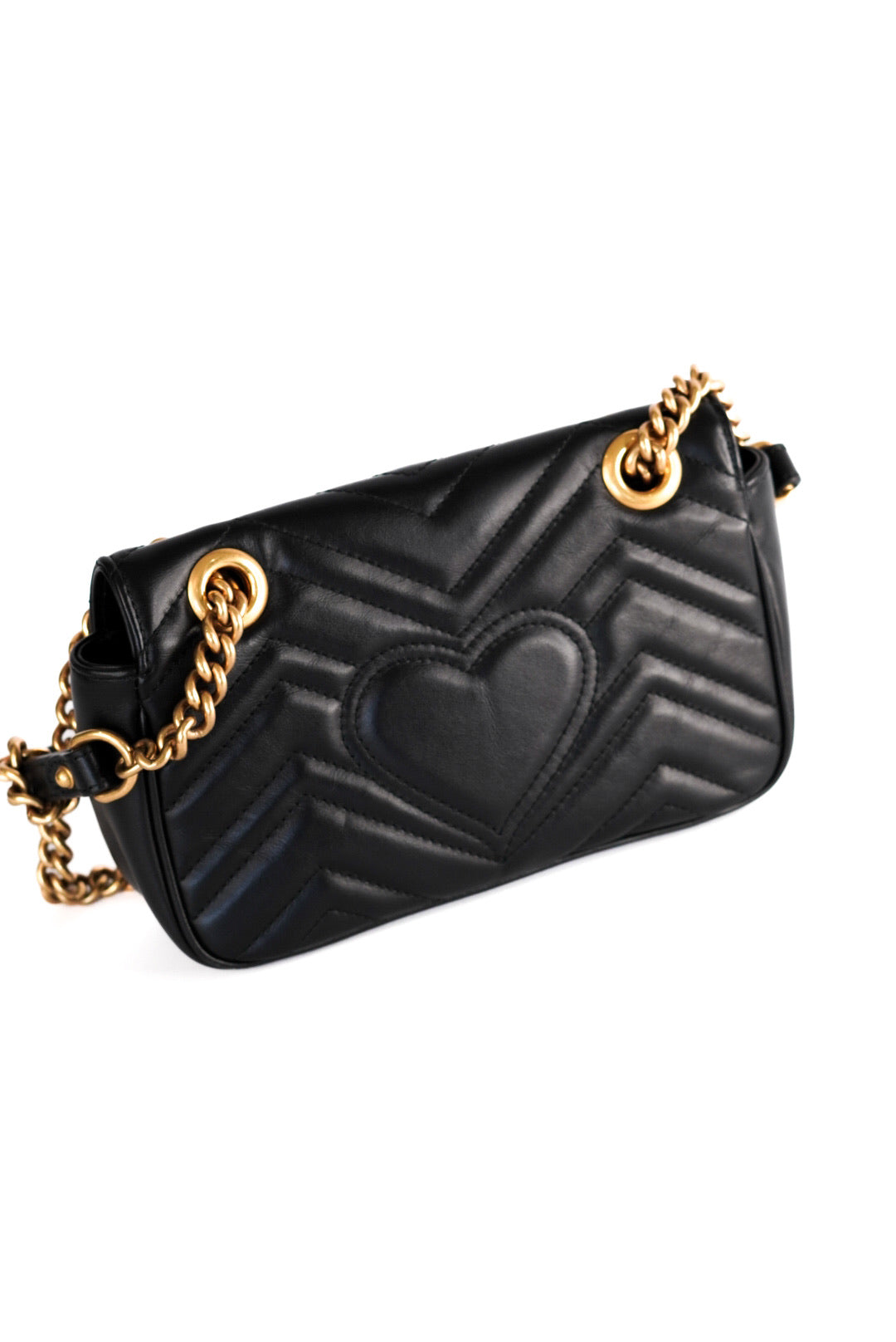 Gucci Calfskin Matelasse Mini GG Marmont Shoulder Bag Black
