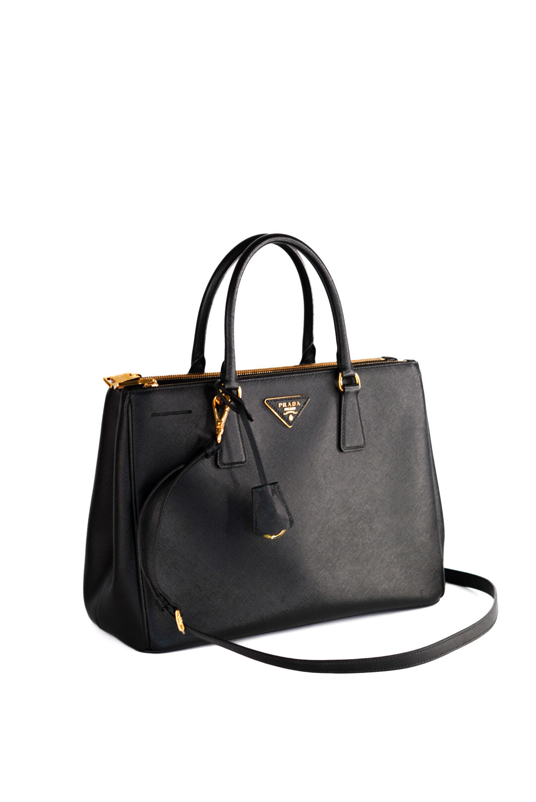 Prada Saffiano Medium Galleria Double Zip Tote Black