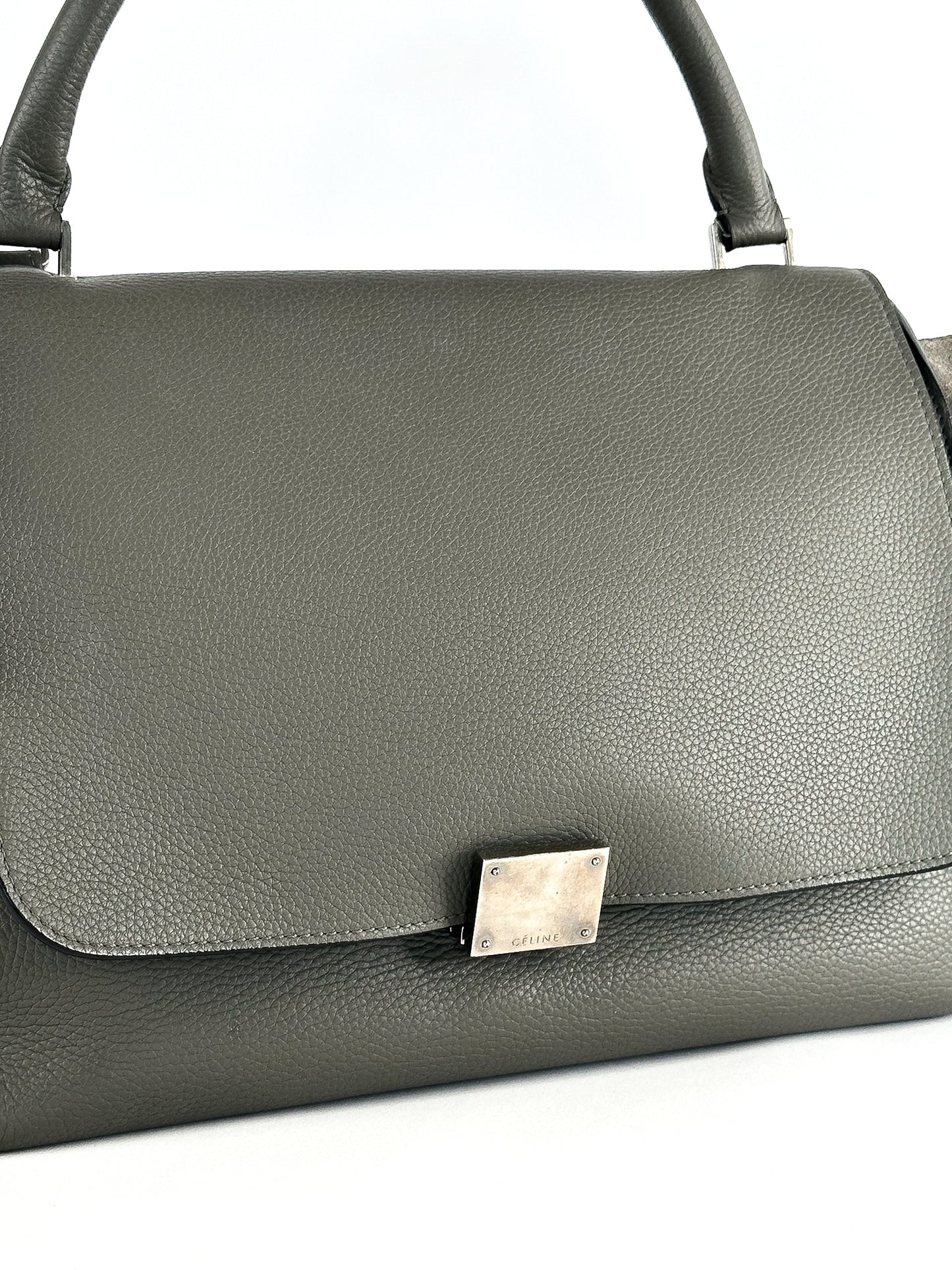 Celine Drummed Calfskin Suede Medium Trapeze