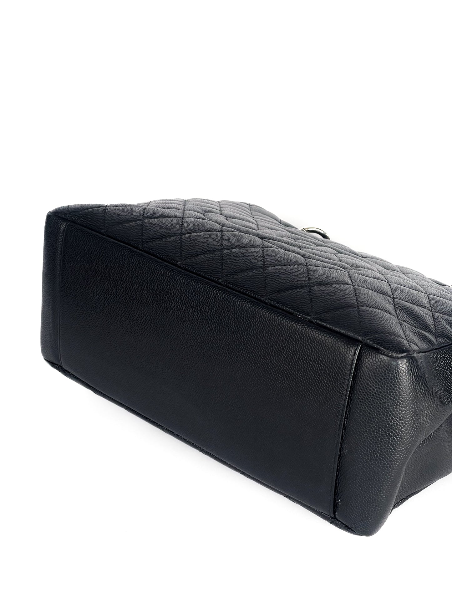 Chanel Grand Shopping Tote (GST) Black Quilted Caviar Leather Silver Hardware