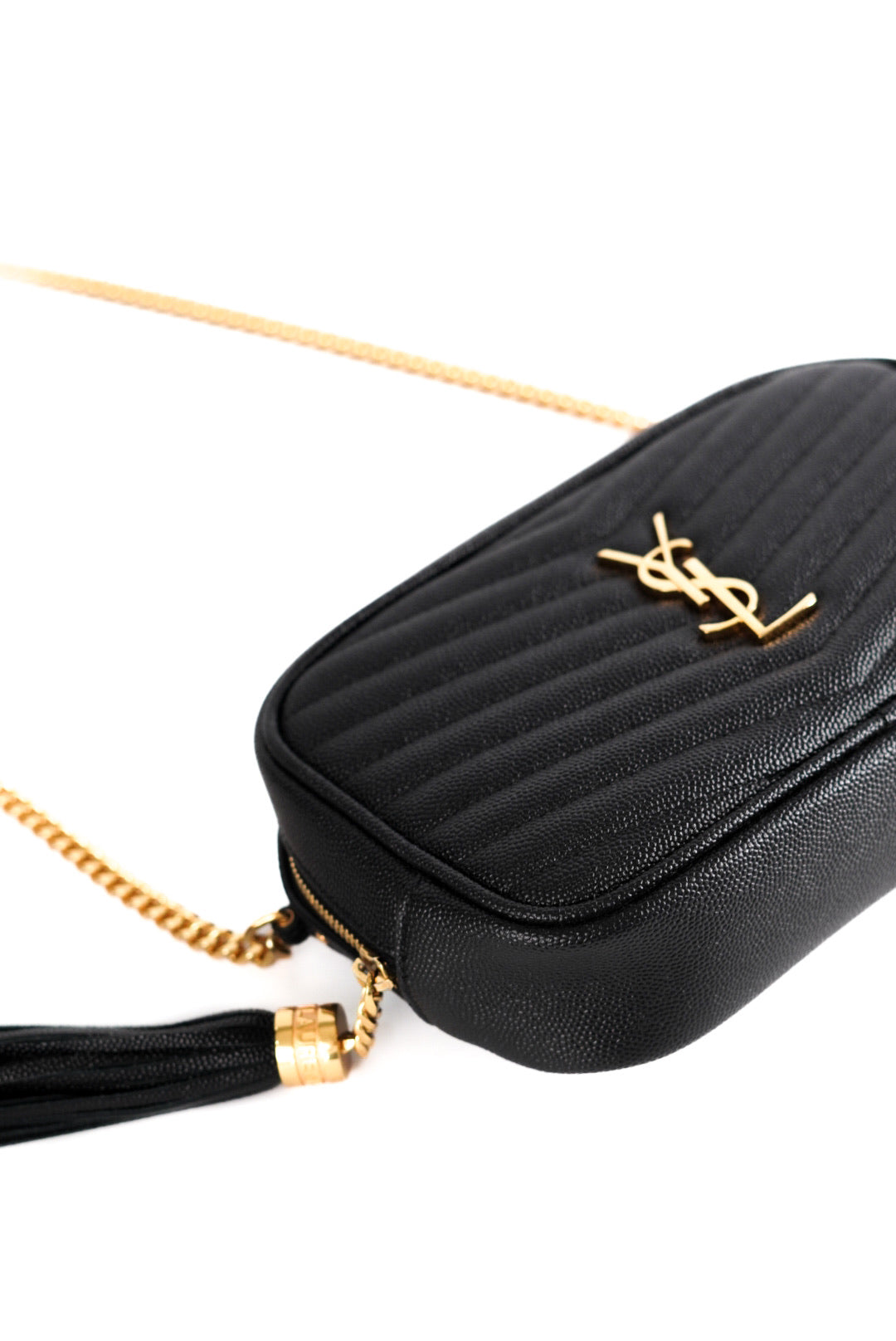Saint Laurent Grain De Poudre Matelasse Monogram Mini Lou Camera Bag Black
