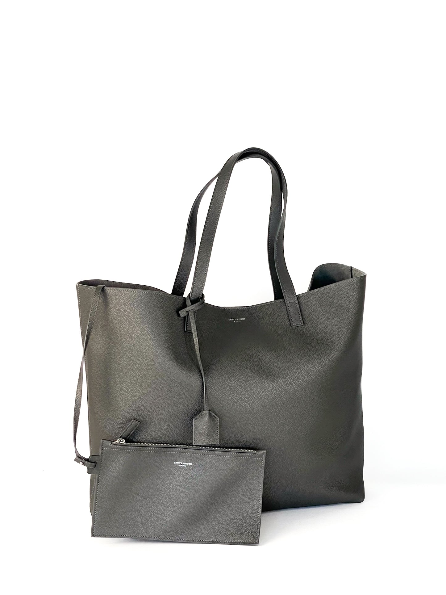 Saint Laurent Calfskin East West Shopping Tote Fog