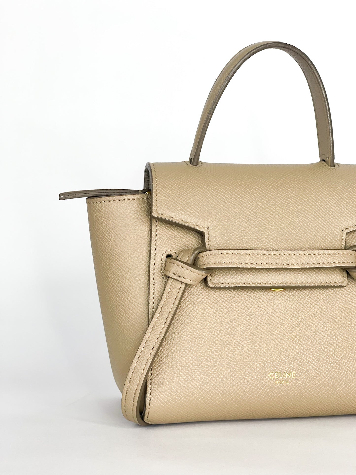 Celine Grained Calfskin Pico Belt Bag Light Taupe