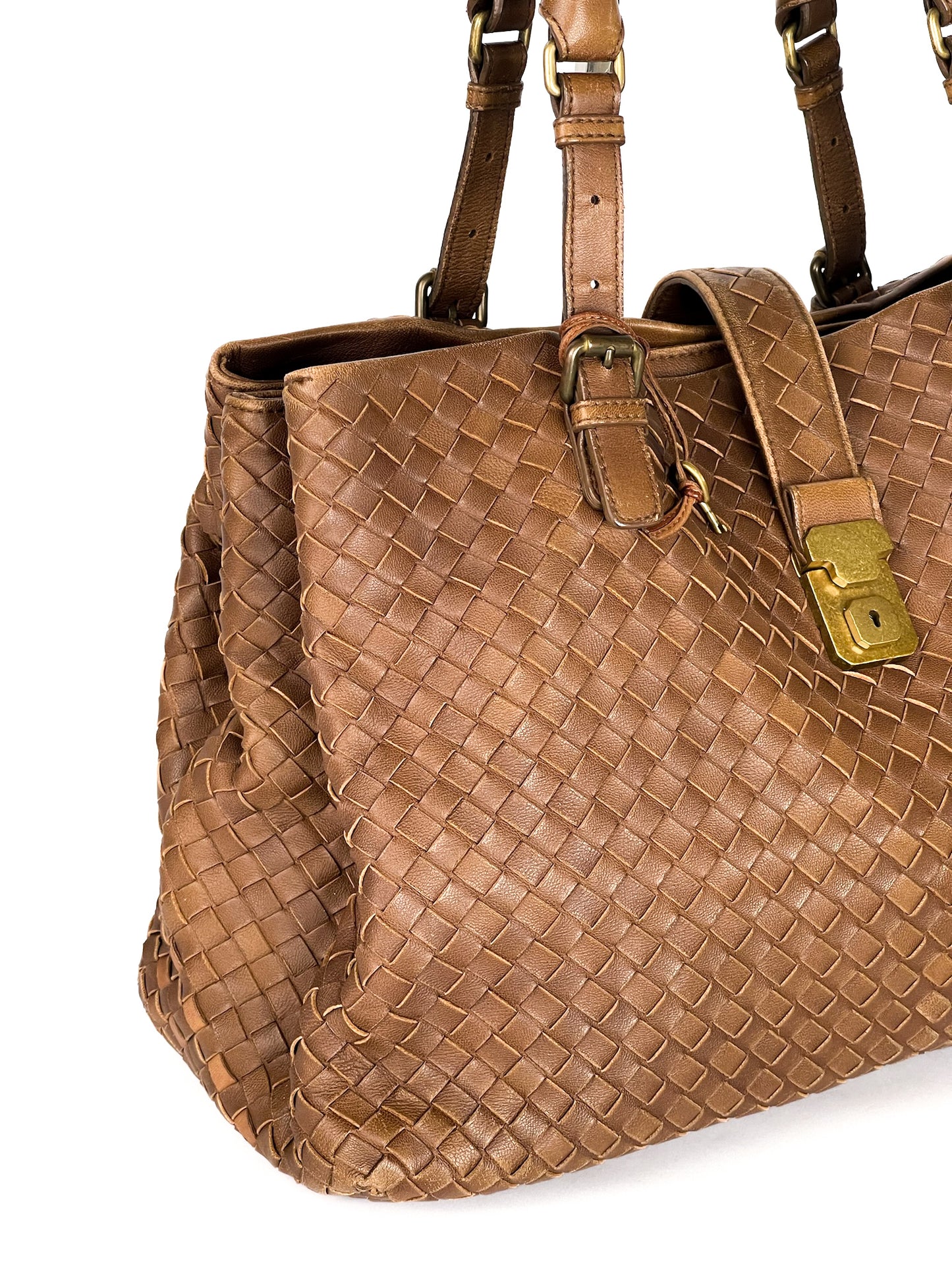 Bottega Veneta Tan Intrecciato Leather Roma Tote