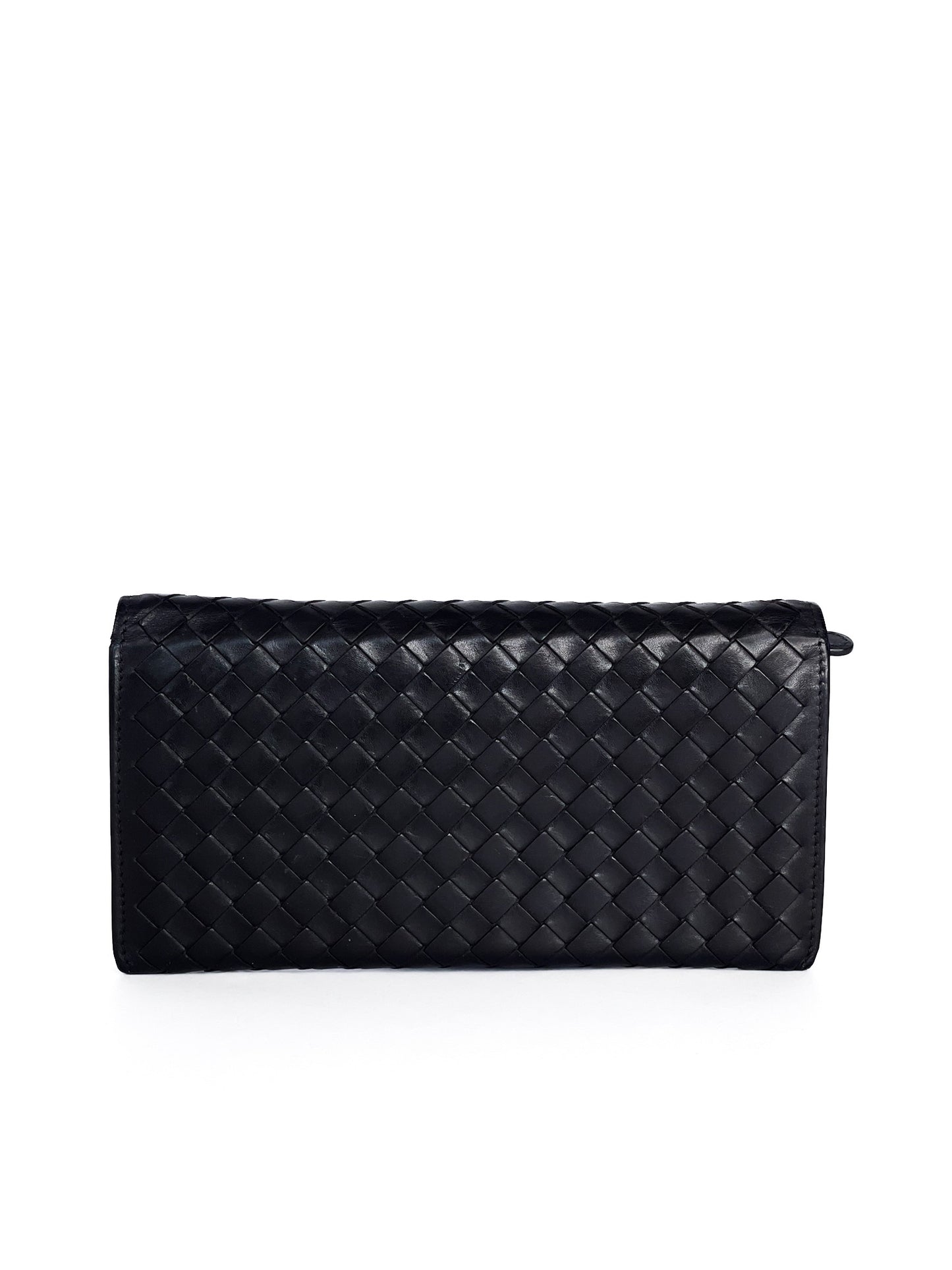 Bottega Veneta Black Intrecciato Leather Continental Wallet