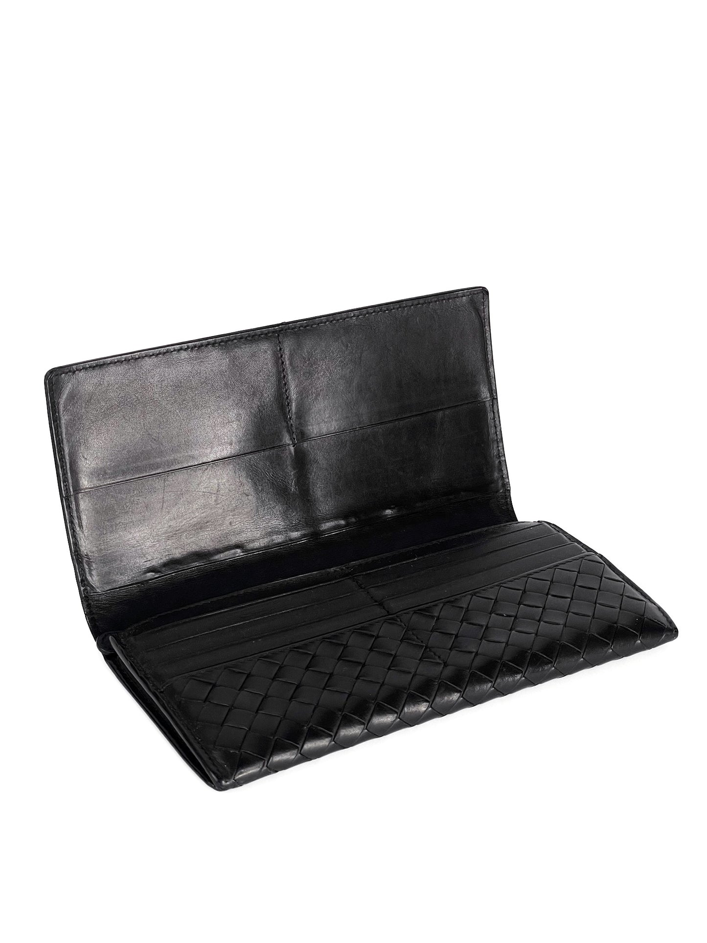 Bottega Veneta Black Intrecciato Leather Continental Wallet