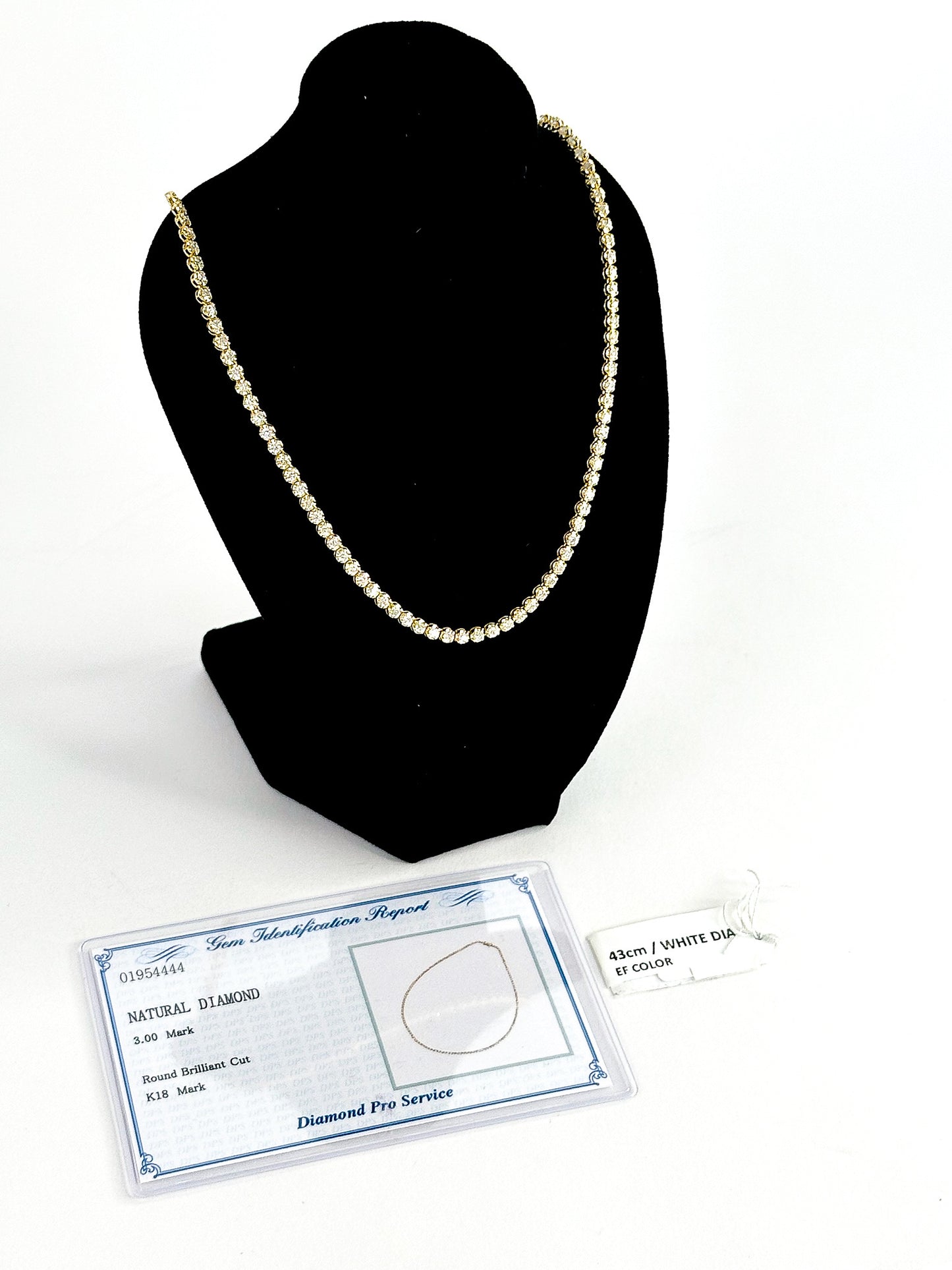 18K Tennis Necklace 3 Carat Diamonds