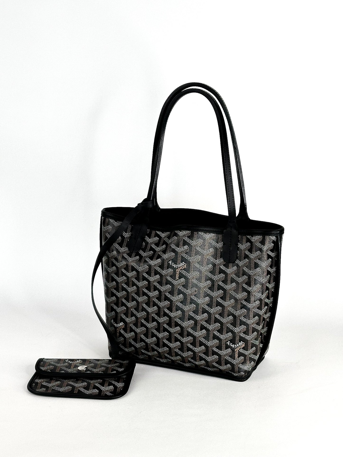 Goyard Black Goyardine Canvas Reversible Mini Anjou Tote