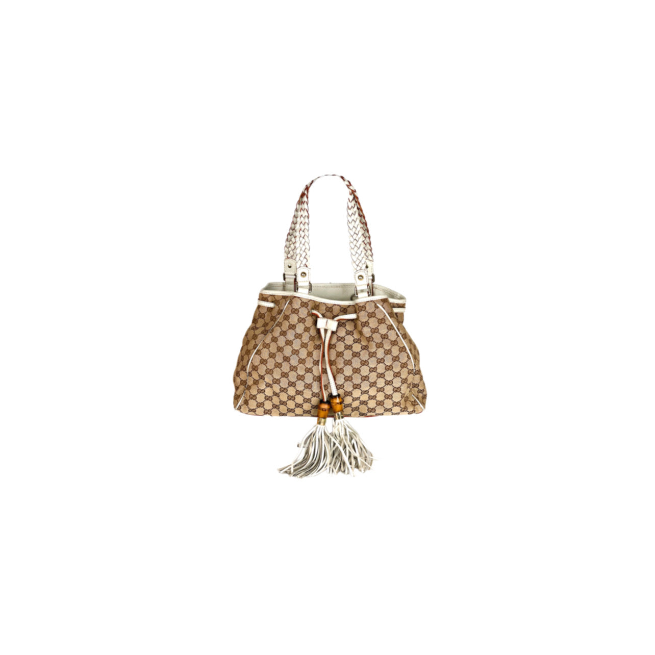 Gucci Monogram Peggy Braided Tote Off White