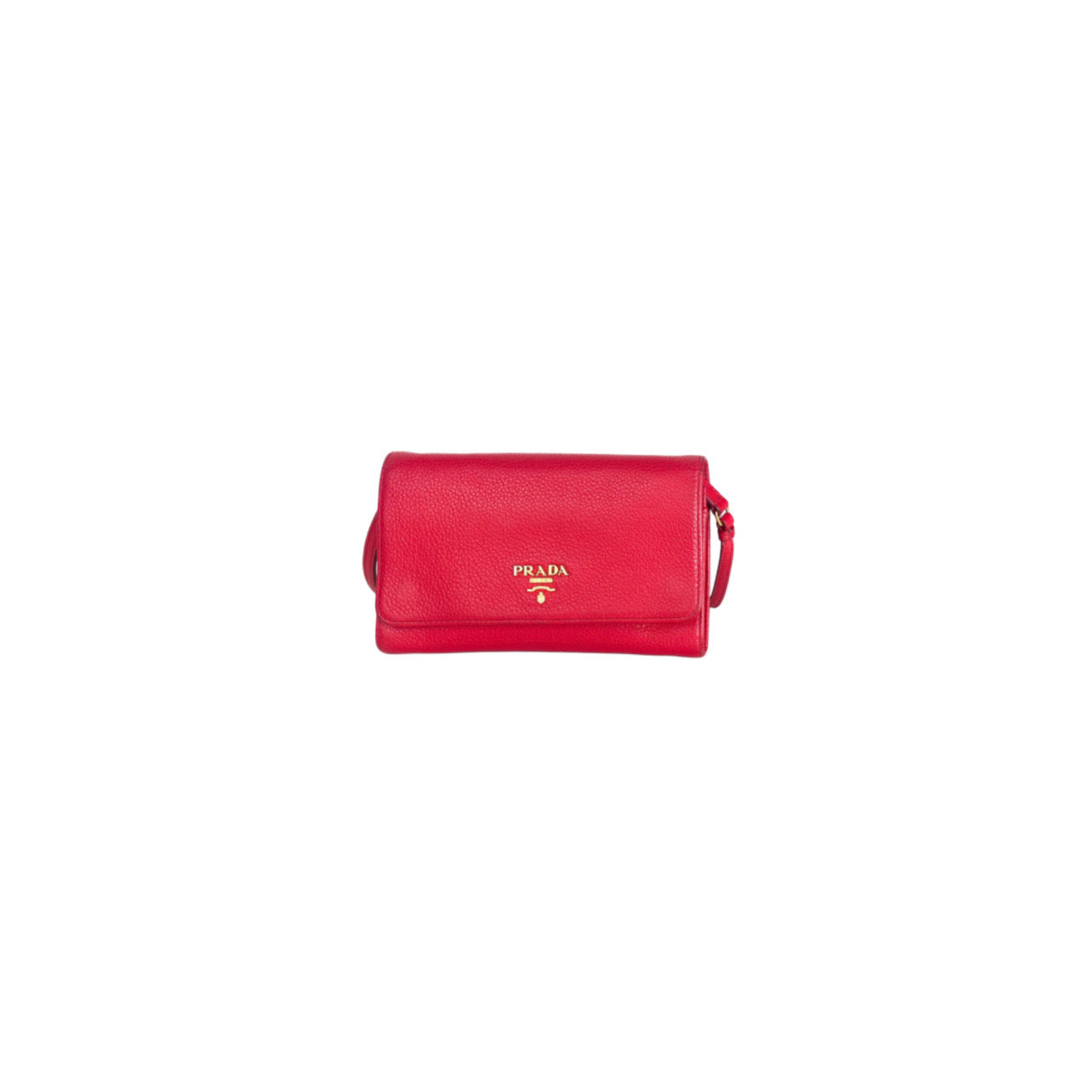 Prada Red Leather Wallet On Leather Strap
