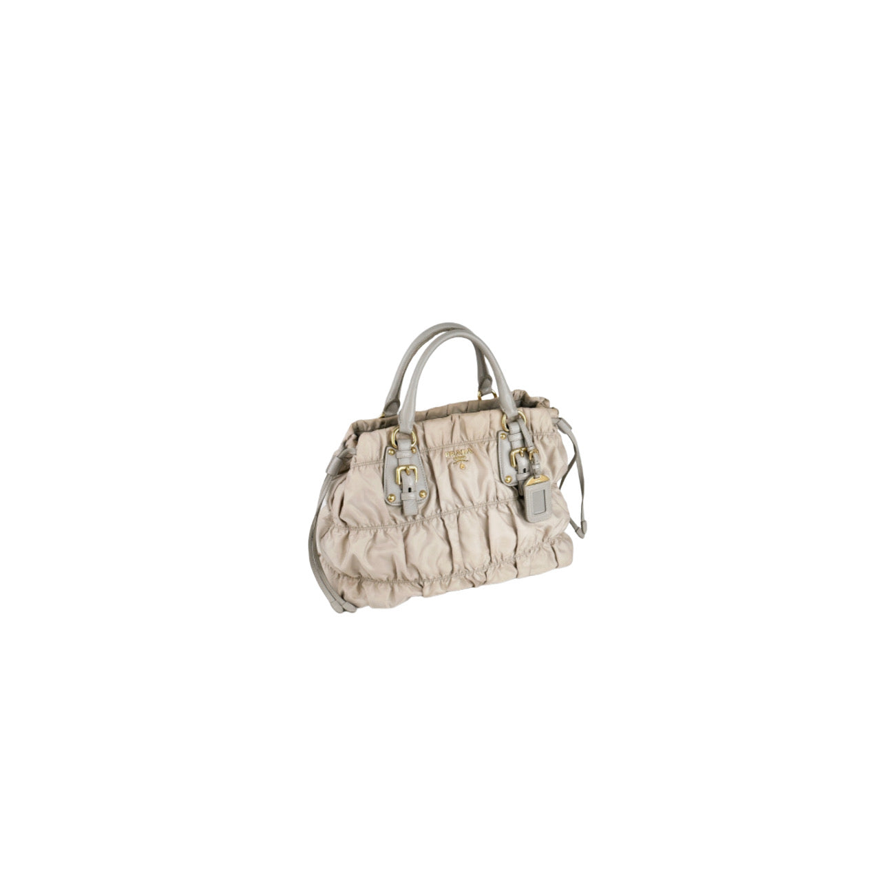 Prada Tessuto Gaufre Alluminio Two Way Bag Gold Hardware
