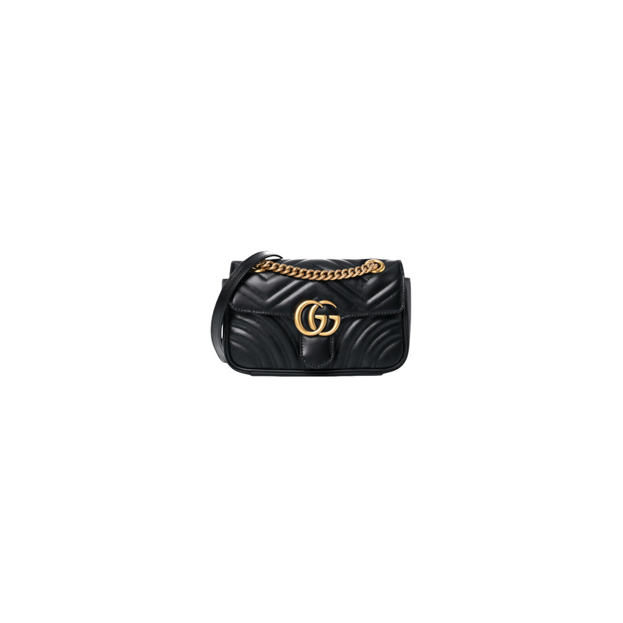 Gucci Calfskin Matelasse Mini GG Marmont Shoulder Bag Black