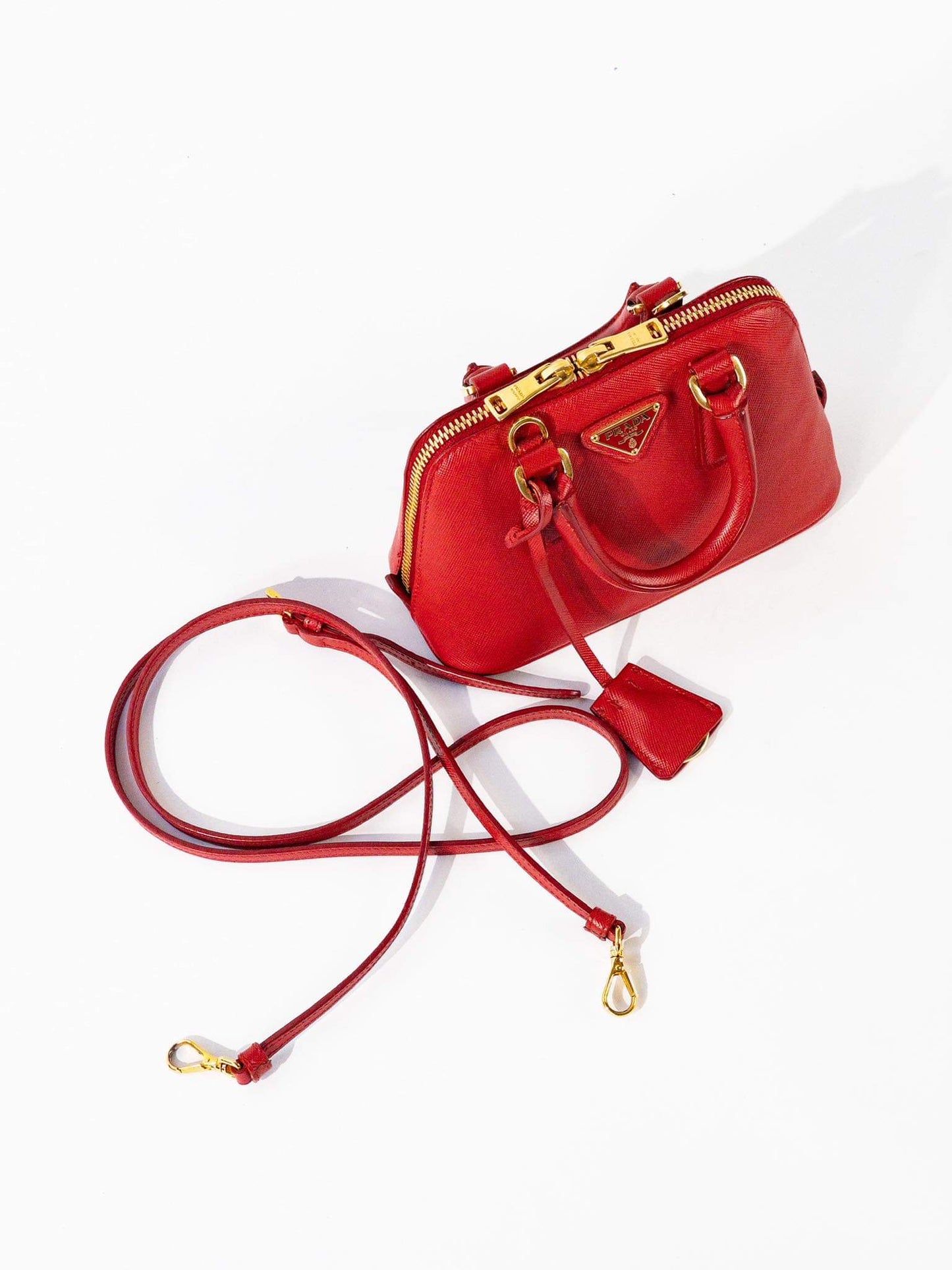 Prada Mini Saffiano Promenade Bag, Red