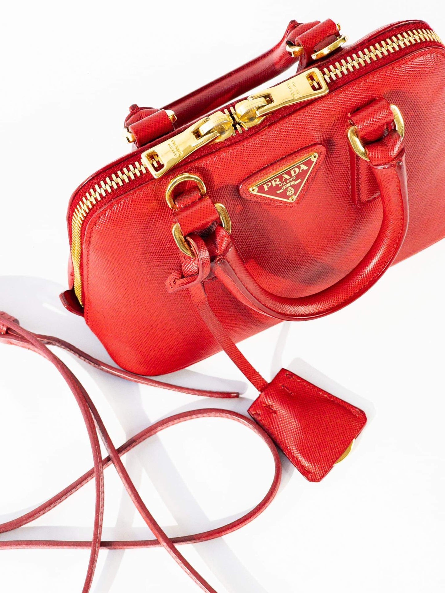 Prada Mini Saffiano Promenade Bag, Red