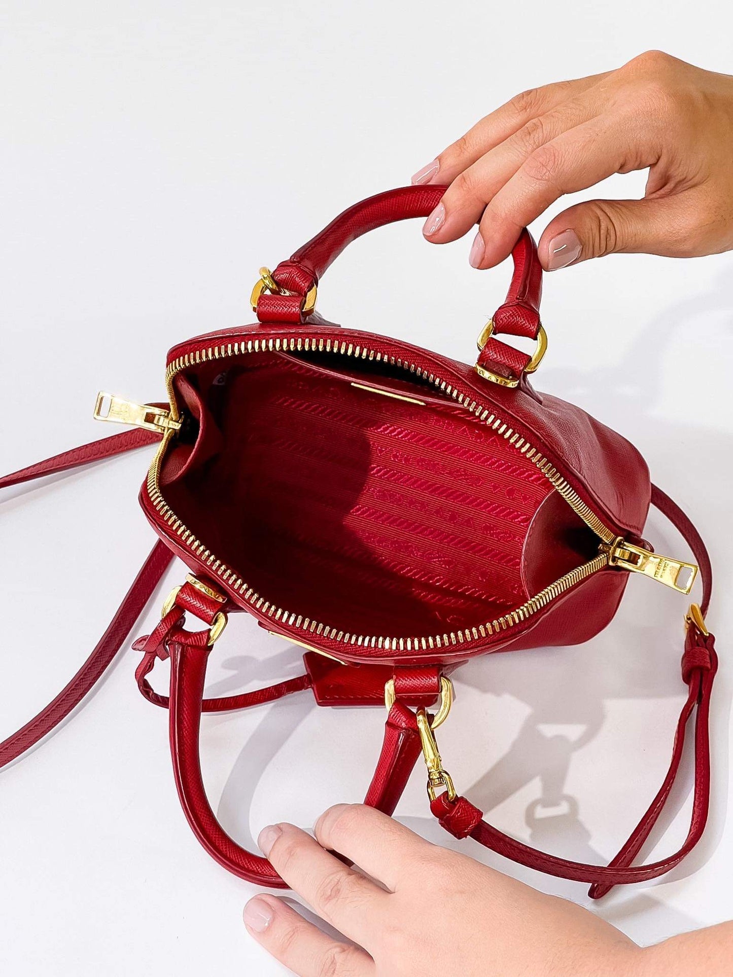 Prada Mini Saffiano Promenade Bag, Red