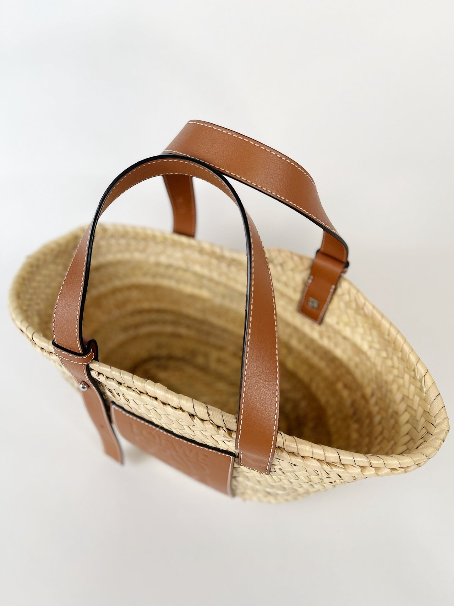Loewe Basket Bag in Palm Leaf And Calfskin