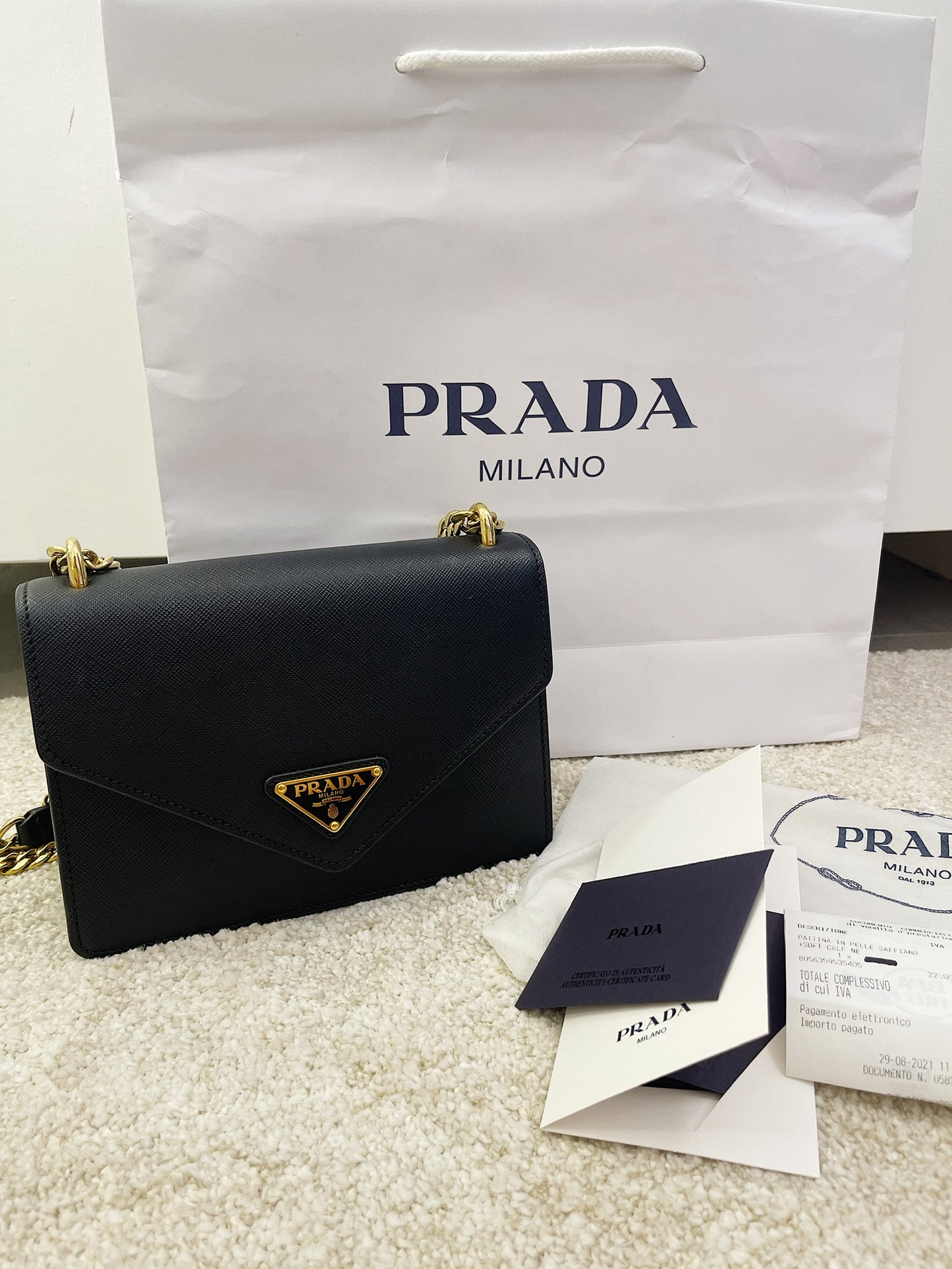 Prada Black Saffiano Crossbody Chain Bag