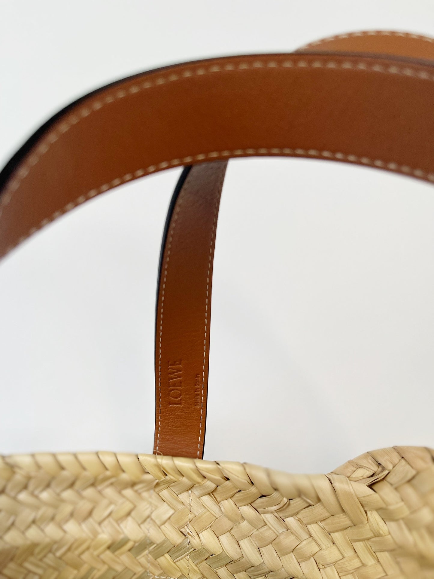 Loewe Basket Bag in Palm Leaf And Calfskin