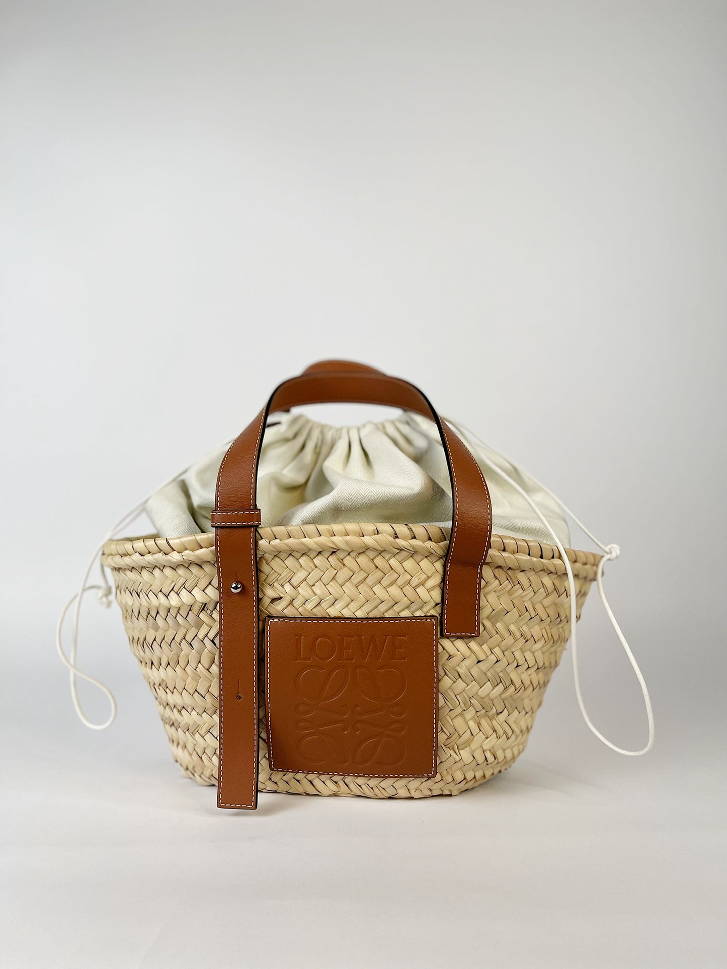 Loewe Basket Bag in Palm Leaf And Calfskin