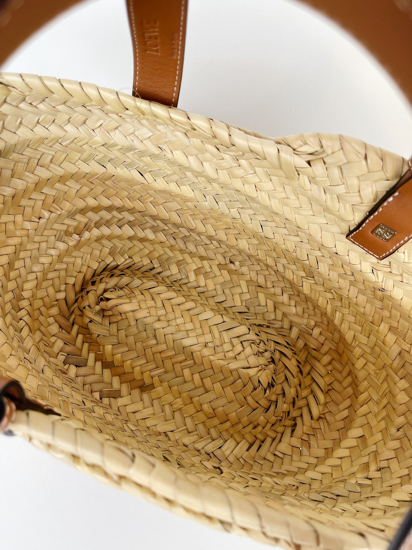 Loewe Basket Bag in Palm Leaf And Calfskin
