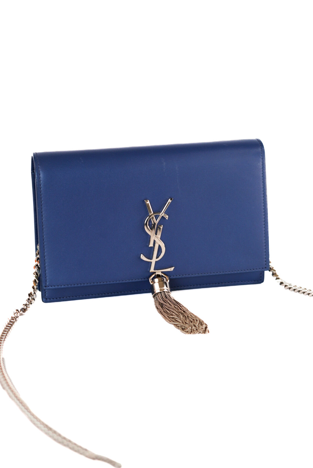 Yves Saint Laurent Saint Laurent Kate Monogram Leather Shoulder Bag Blue