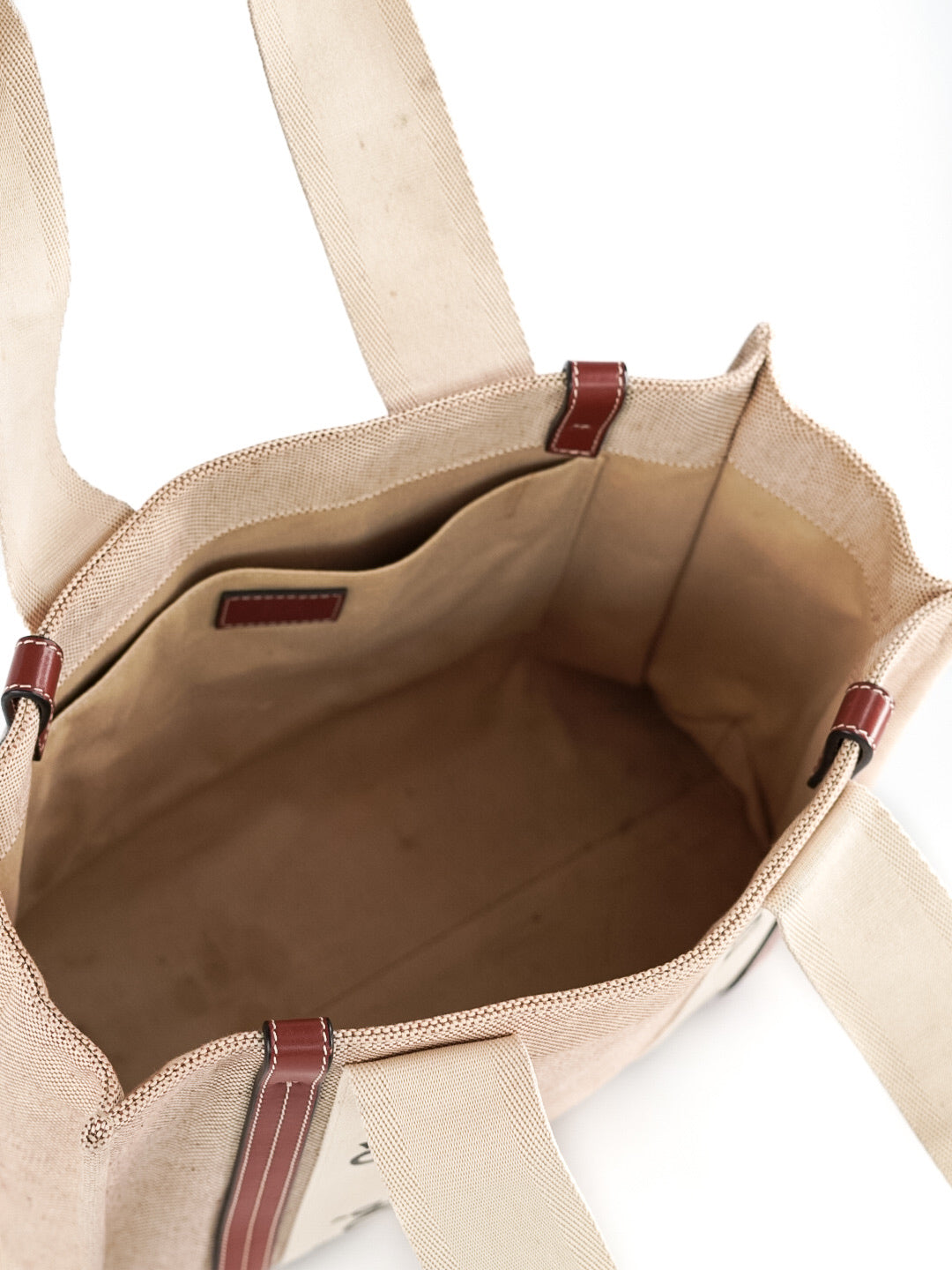 Chloe Beige/Brown Canvas and Leather Medium Woody Tote