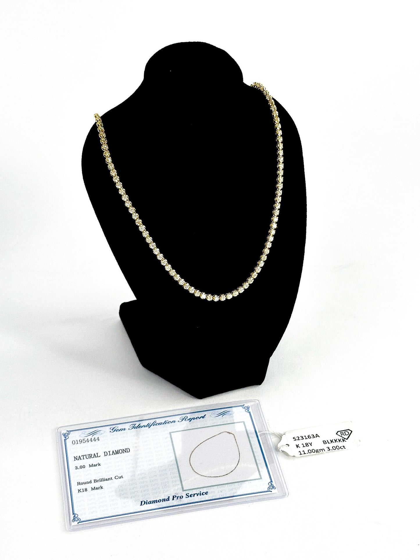18K Tennis Necklace 3 Carat Diamonds