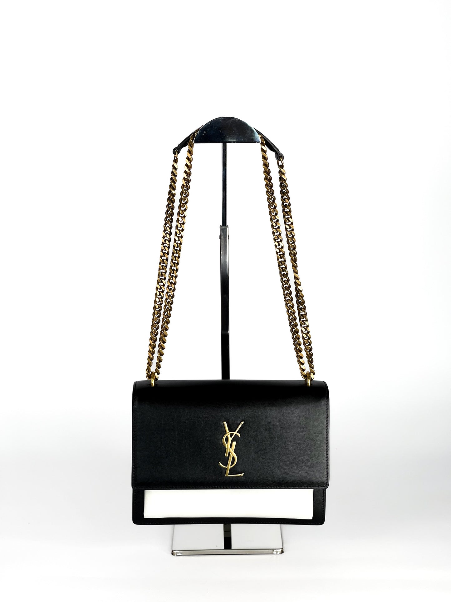 Saint Laurent Calfskin Bi-Color Medium Monogram Sunset Black Pearl White