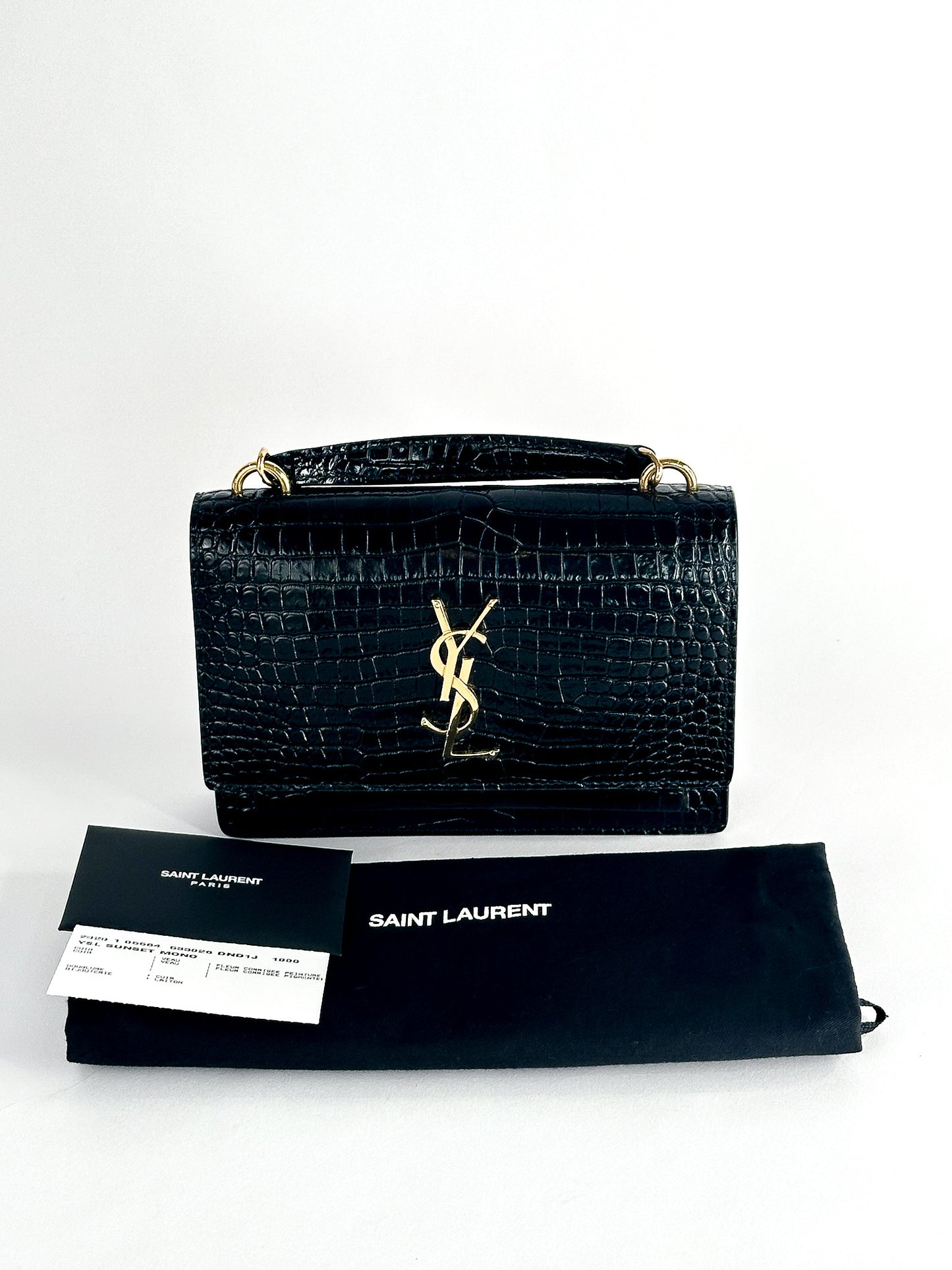 Saint Laurent Sunset Crocodile Embossed Mini Bag