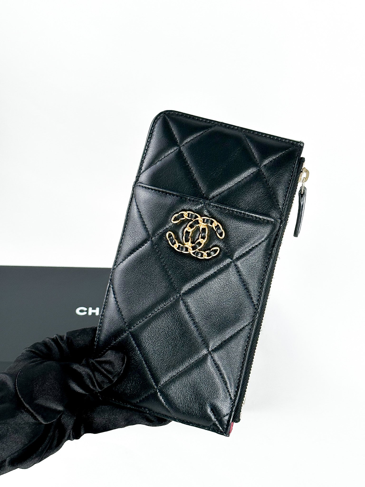 Chanel 19 Vertical Phone Case Pouch Quilted Goatskin – Luxury Lane