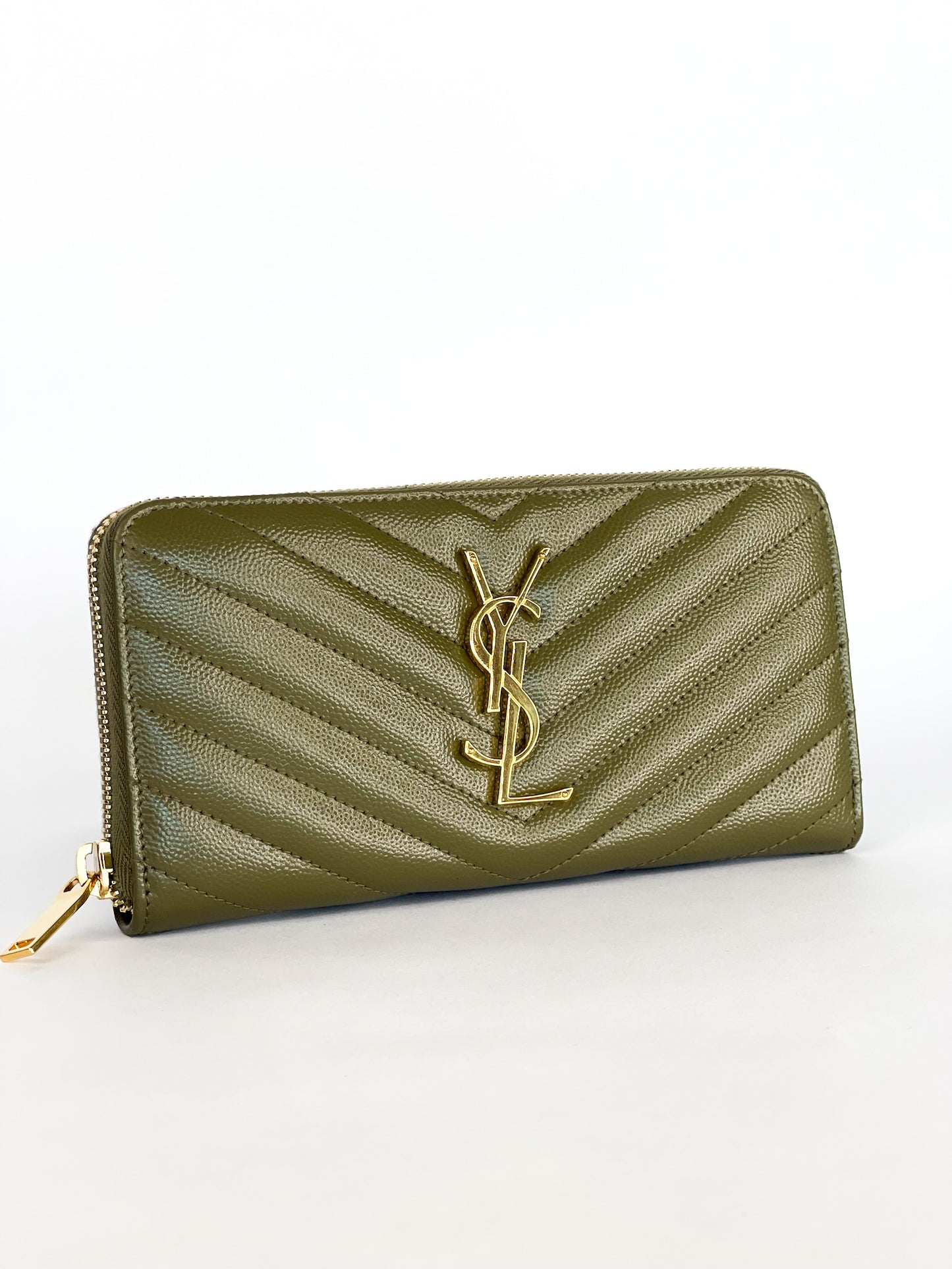 Saint Laurent Cassandre Matelasse Leather Zip Around Long Wallet