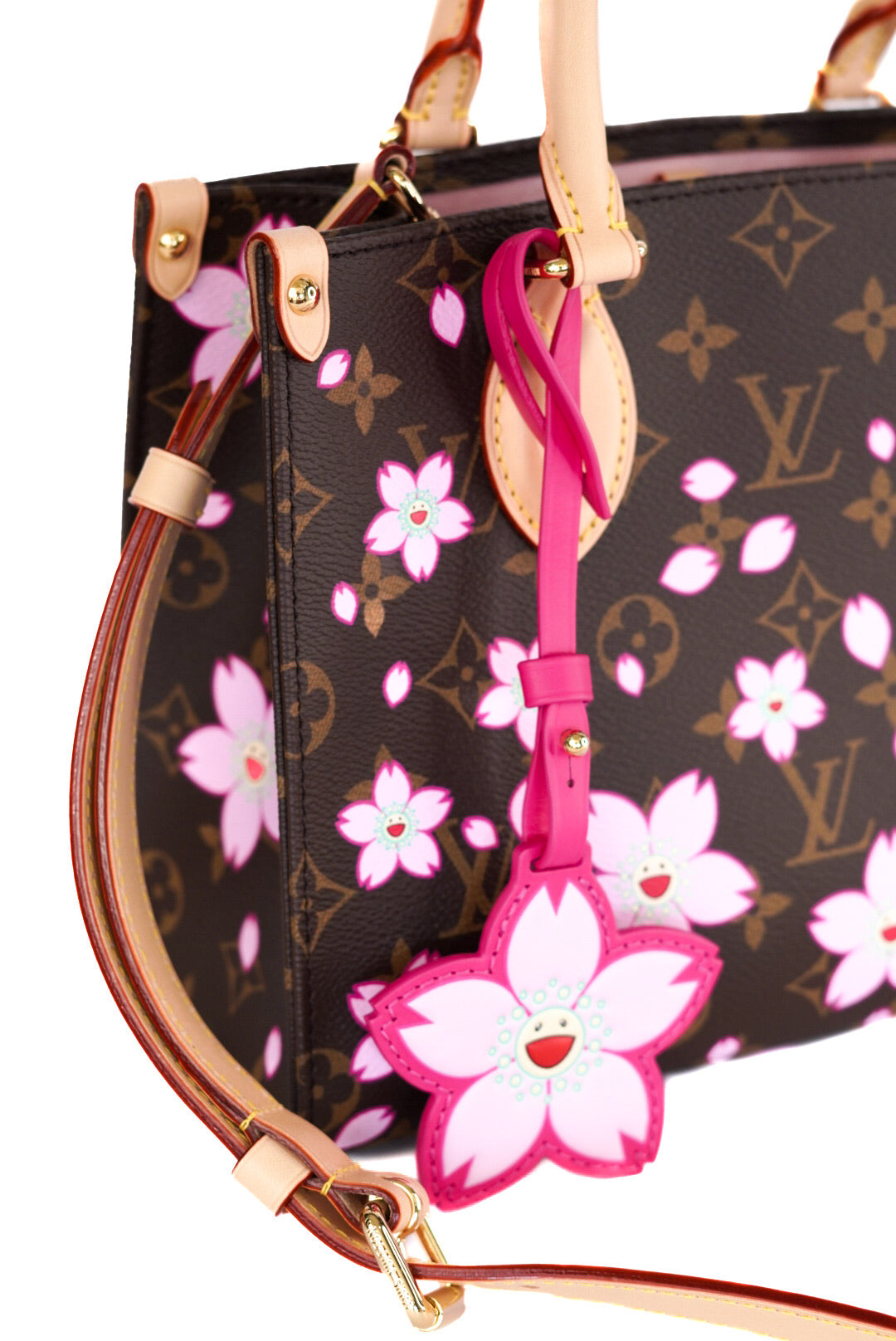 Louis Vuitton X Takashi Murakami Monogram Cherry Blossom Onthego PM Sakura Brown