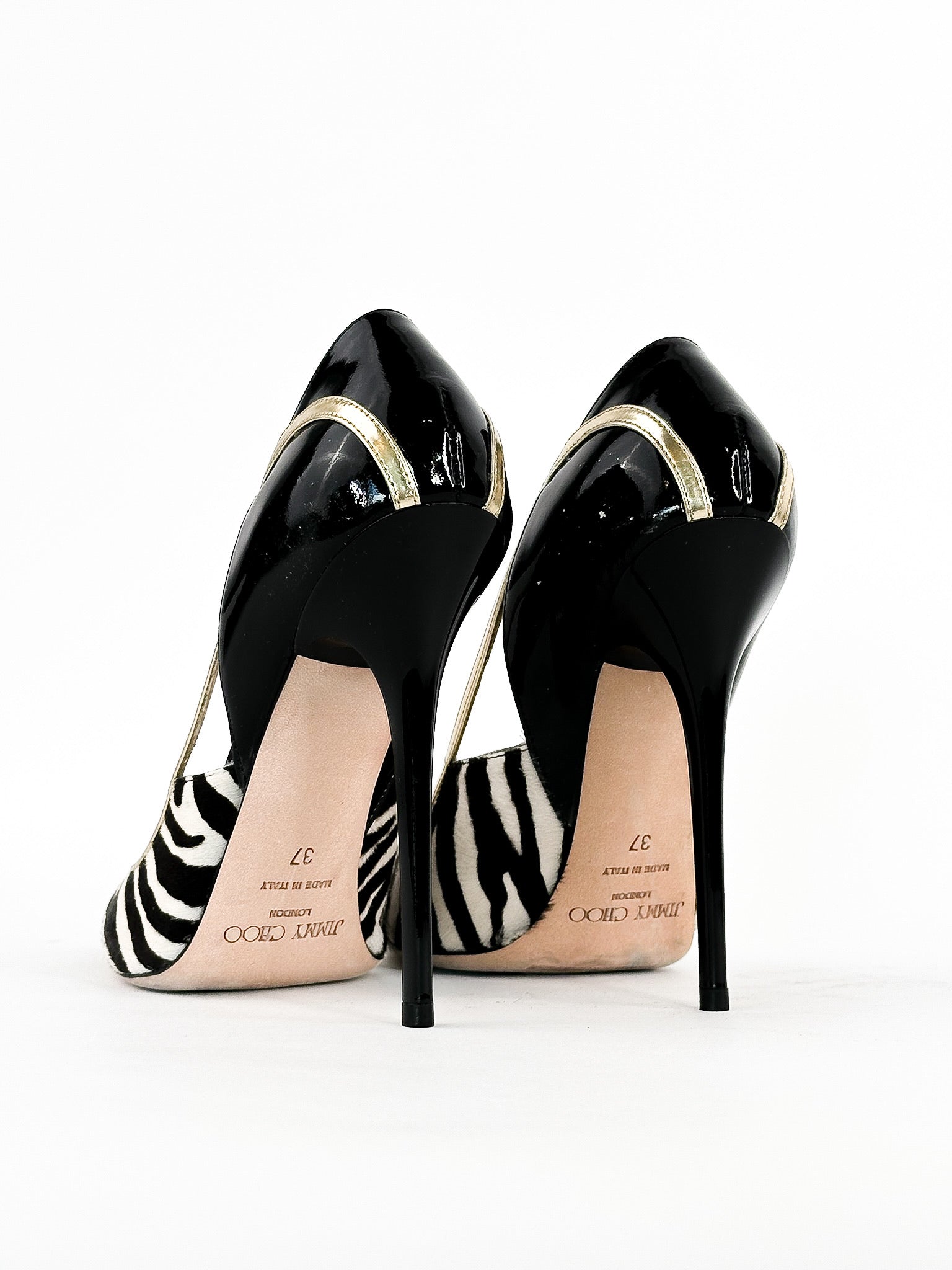 Jimmy Choo Viper Zebra Print Pony Hair Pump Size 37 24cm
