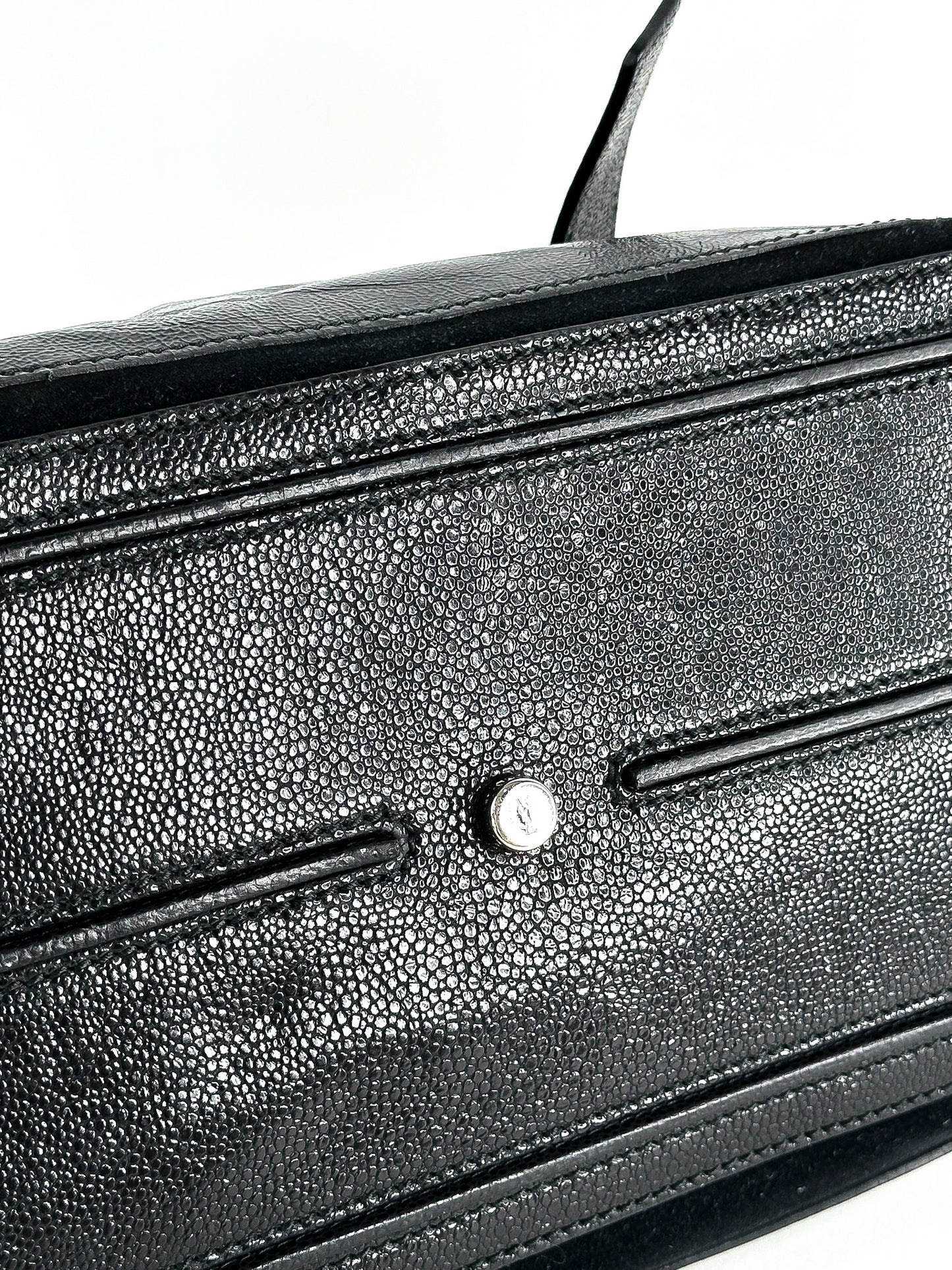 Yves Saint Laurent Black Patent Leather/Python and Suede Muse Two Satchel Medium