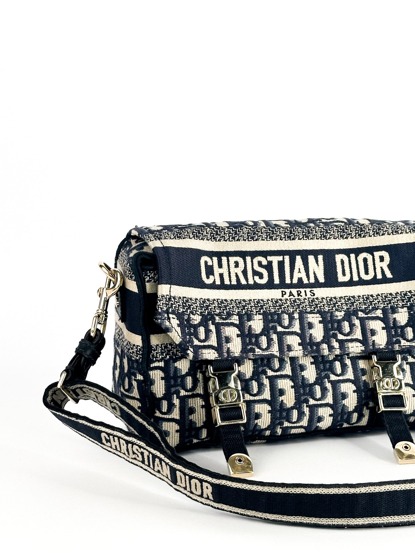 Christian Dior Camp Bag Blue Oblique Small Embroidery