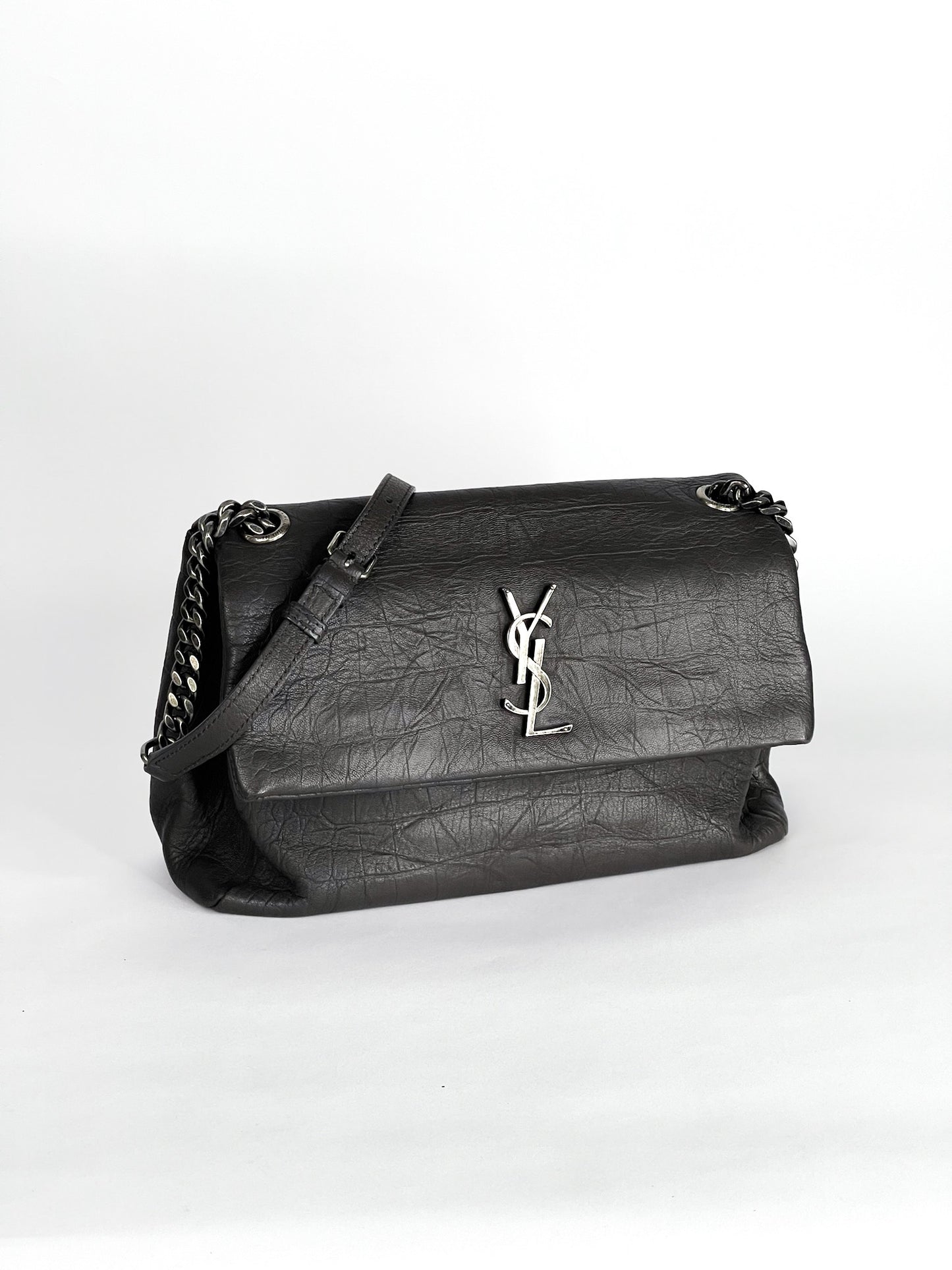 Saint Laurent West Hollywood Shoulder Bag Crocodile Embossed Leather Medium