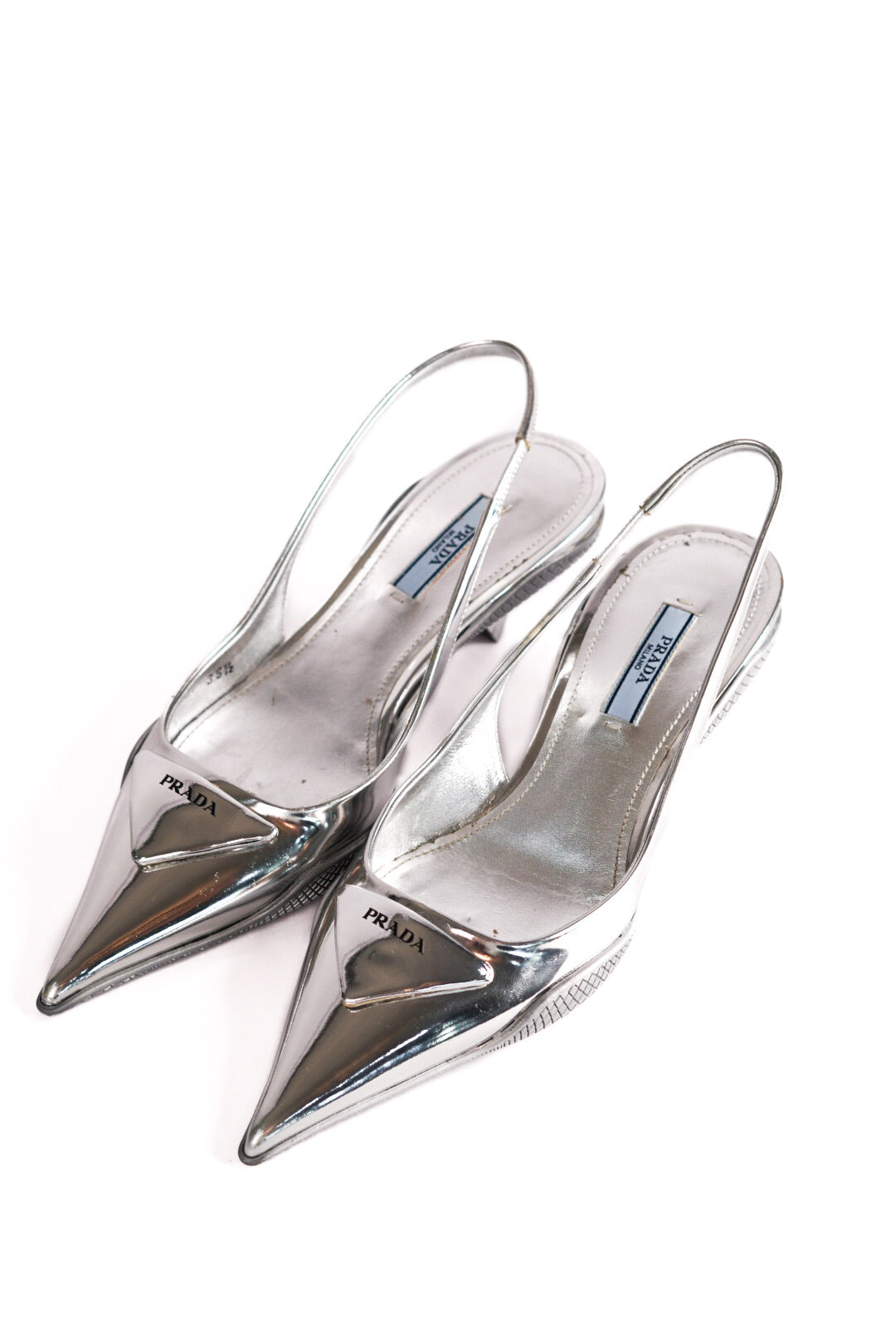 Prada Metallic Slingback Pumps Size 35.5
