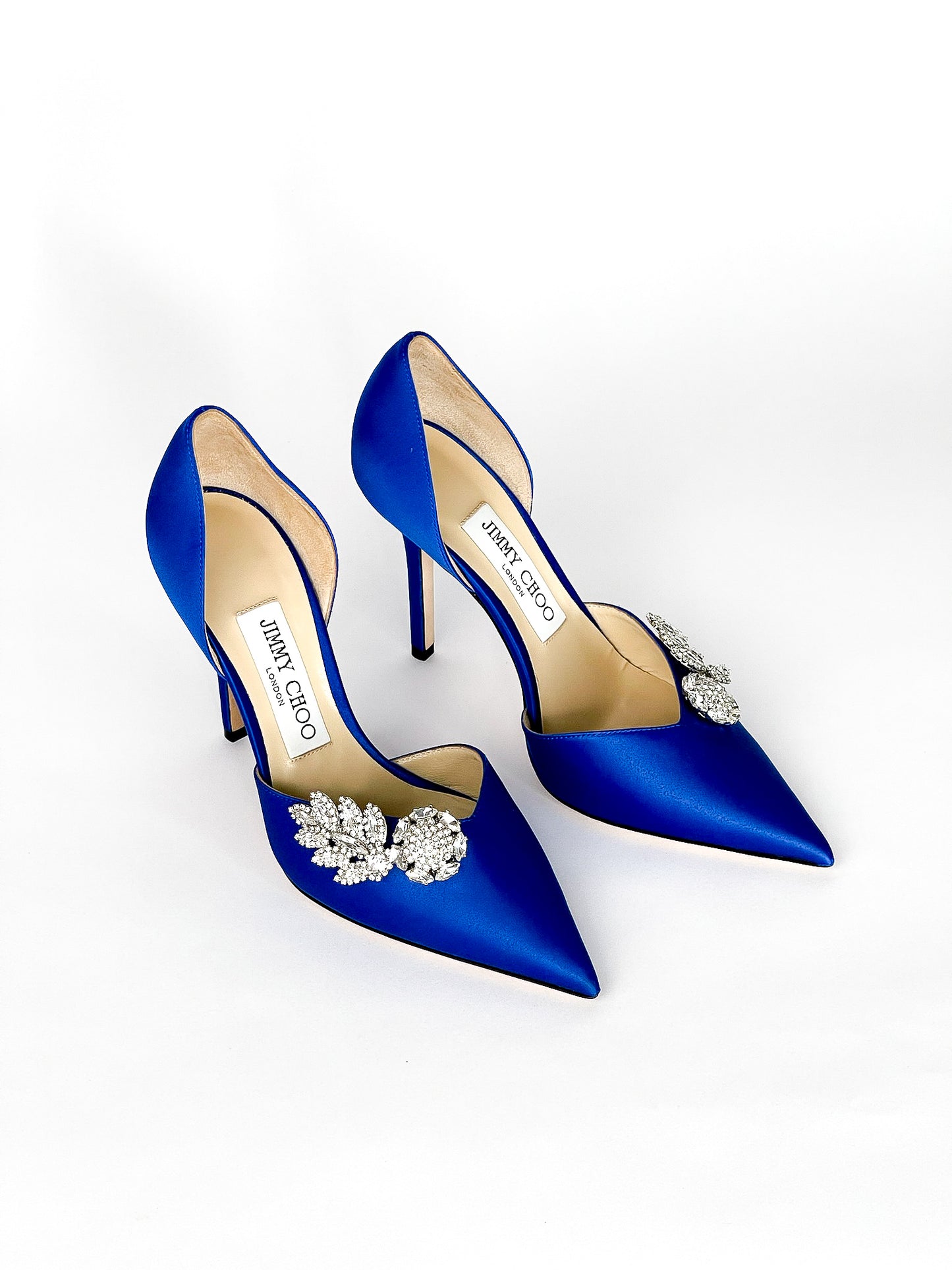Jimmy Choo Blue Satin Crystal
Embellished D'ORSAY Heels Pump Size
35 fits 36