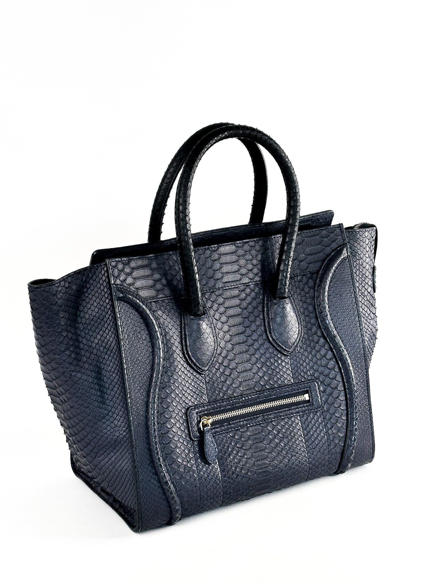Celine Python Medium Phantom Luggage Tote Navy Blue