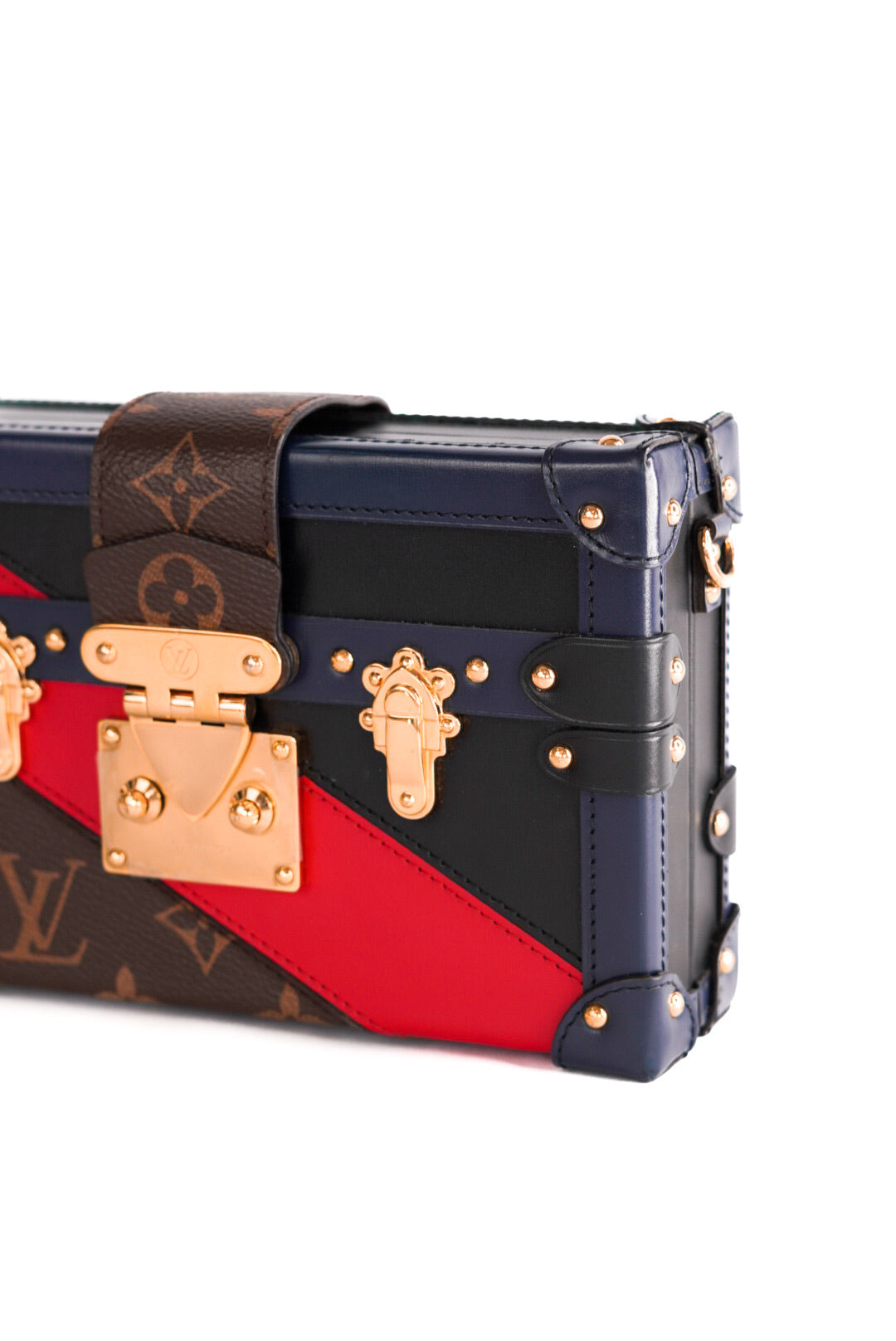 Louis Vuitton Monogram Malletage Print Petite Malle Marine Rouge