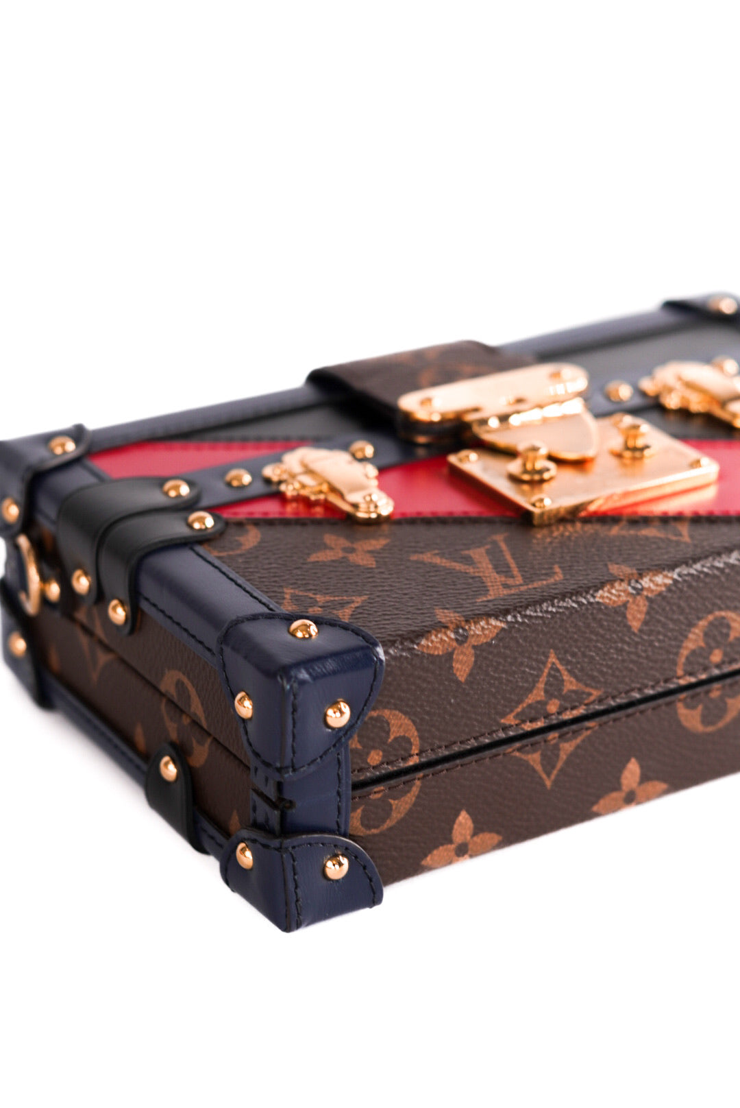 Louis Vuitton Monogram Malletage Print Petite Malle Marine Rouge