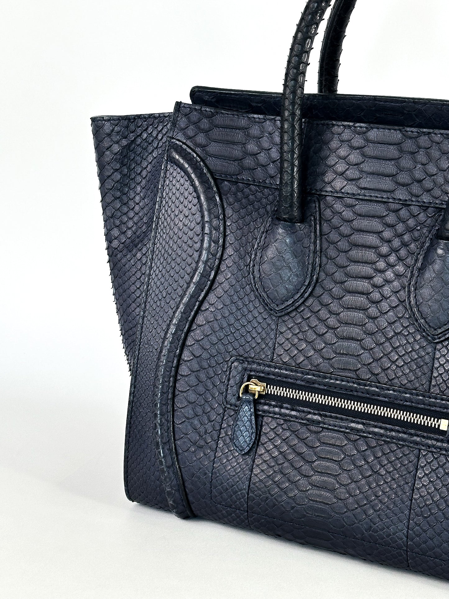 Celine Python Medium Phantom Luggage Tote Navy Blue