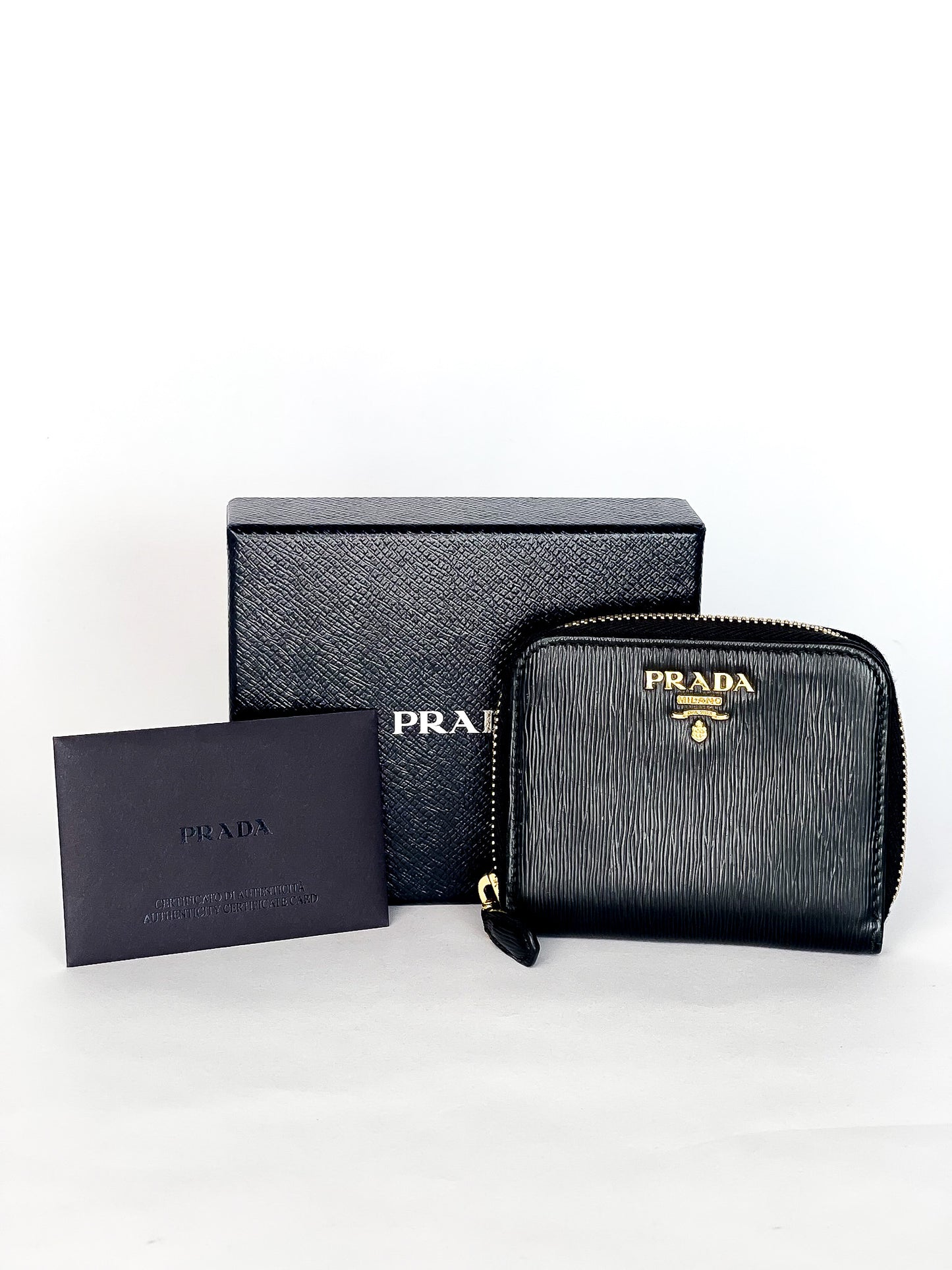 Prada Saffiano Leather Zip Around Coin Purse