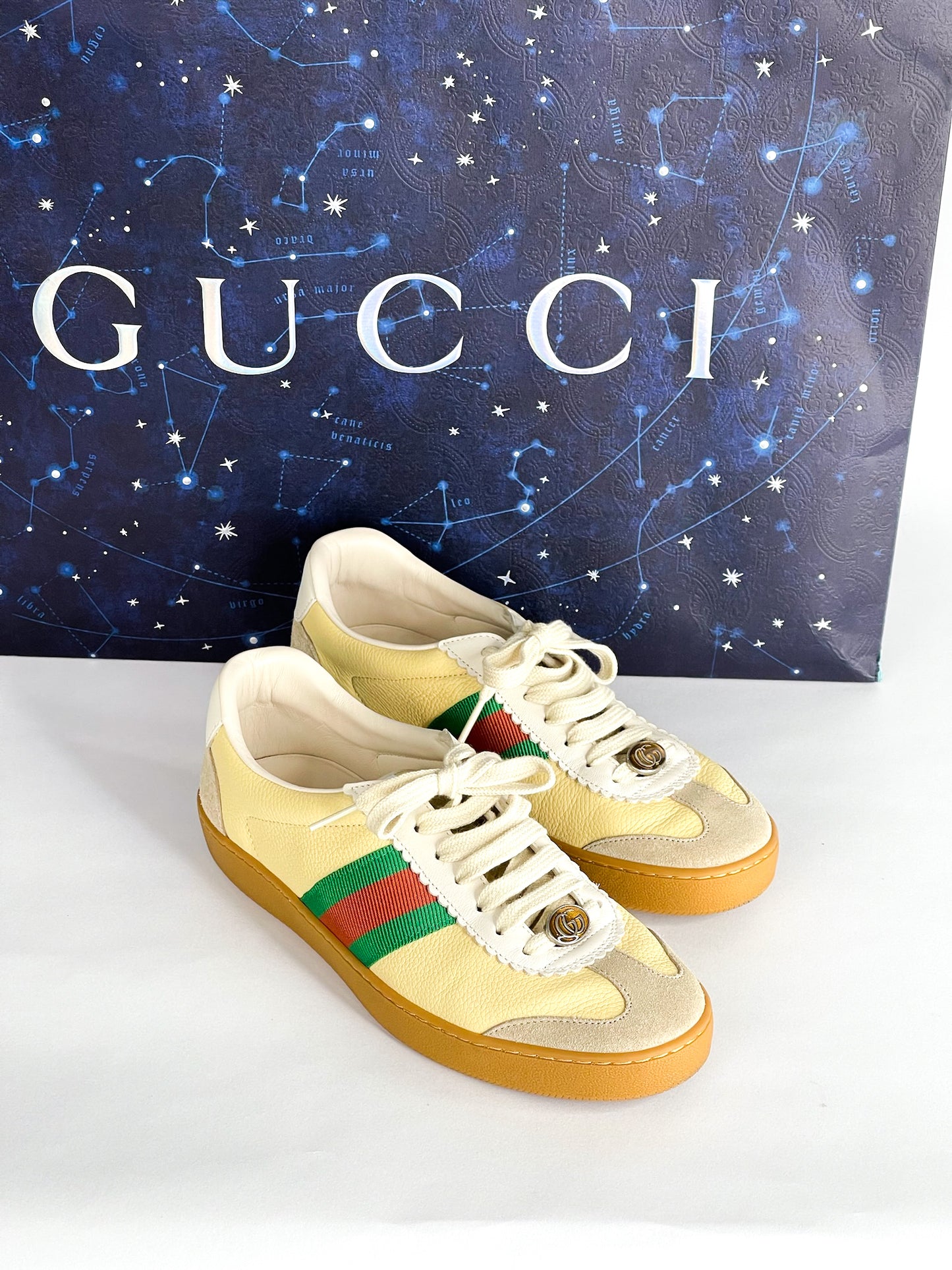 Gucci Tricolor Leather and Suede G74 Sneakers Size 37 1/2