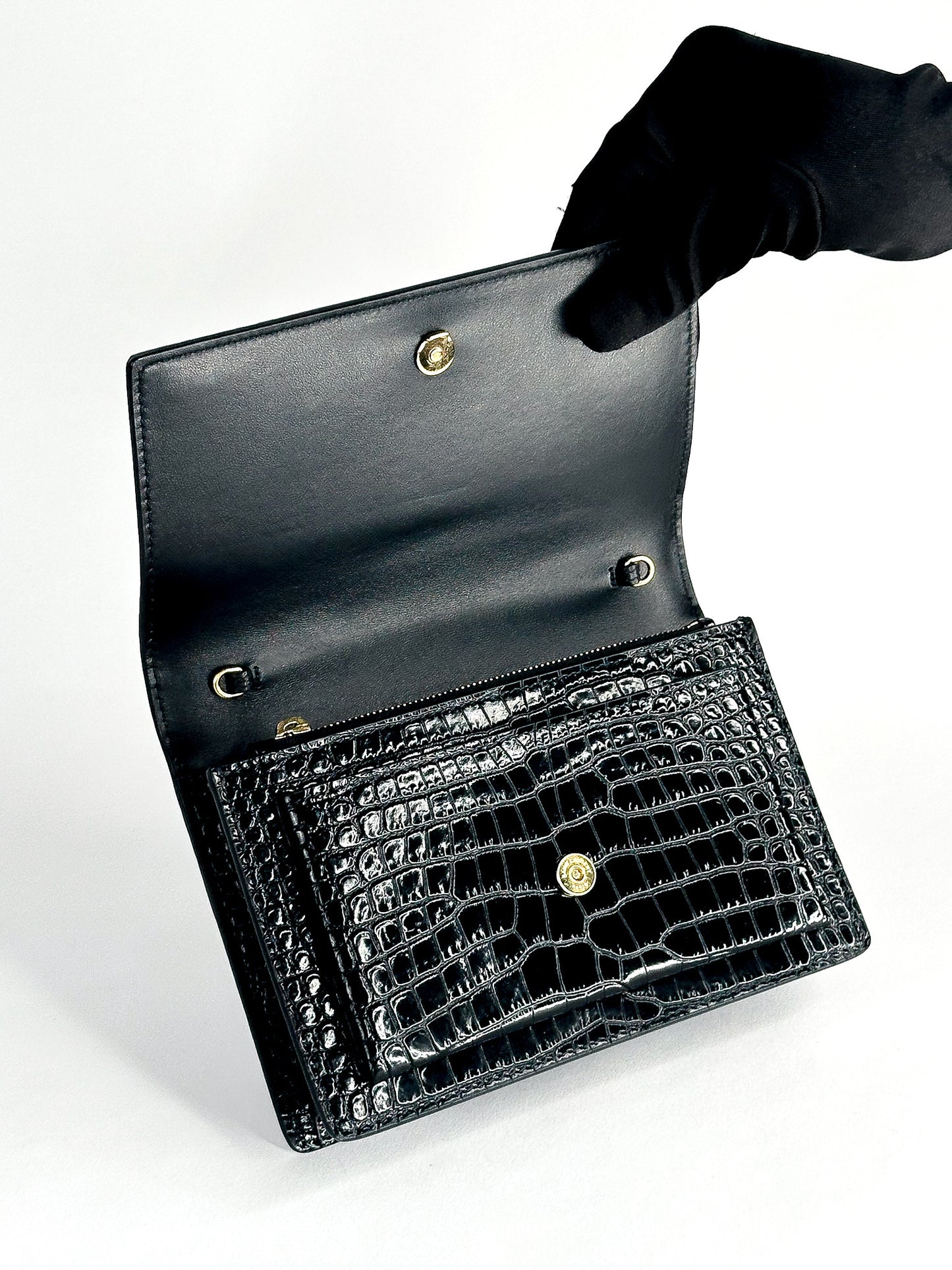Saint Laurent Sunset Crocodile Embossed Mini Bag